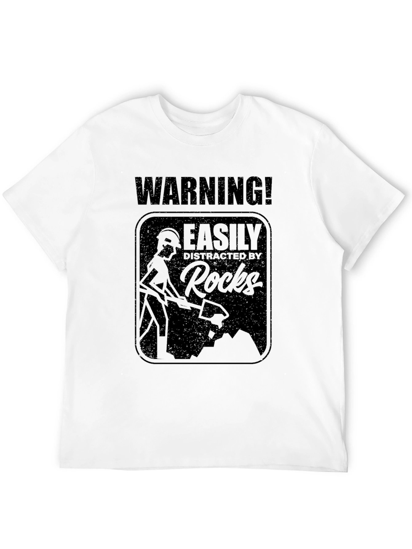 Black Warning! Easily Distracted By Rocks T-Shirt view 12