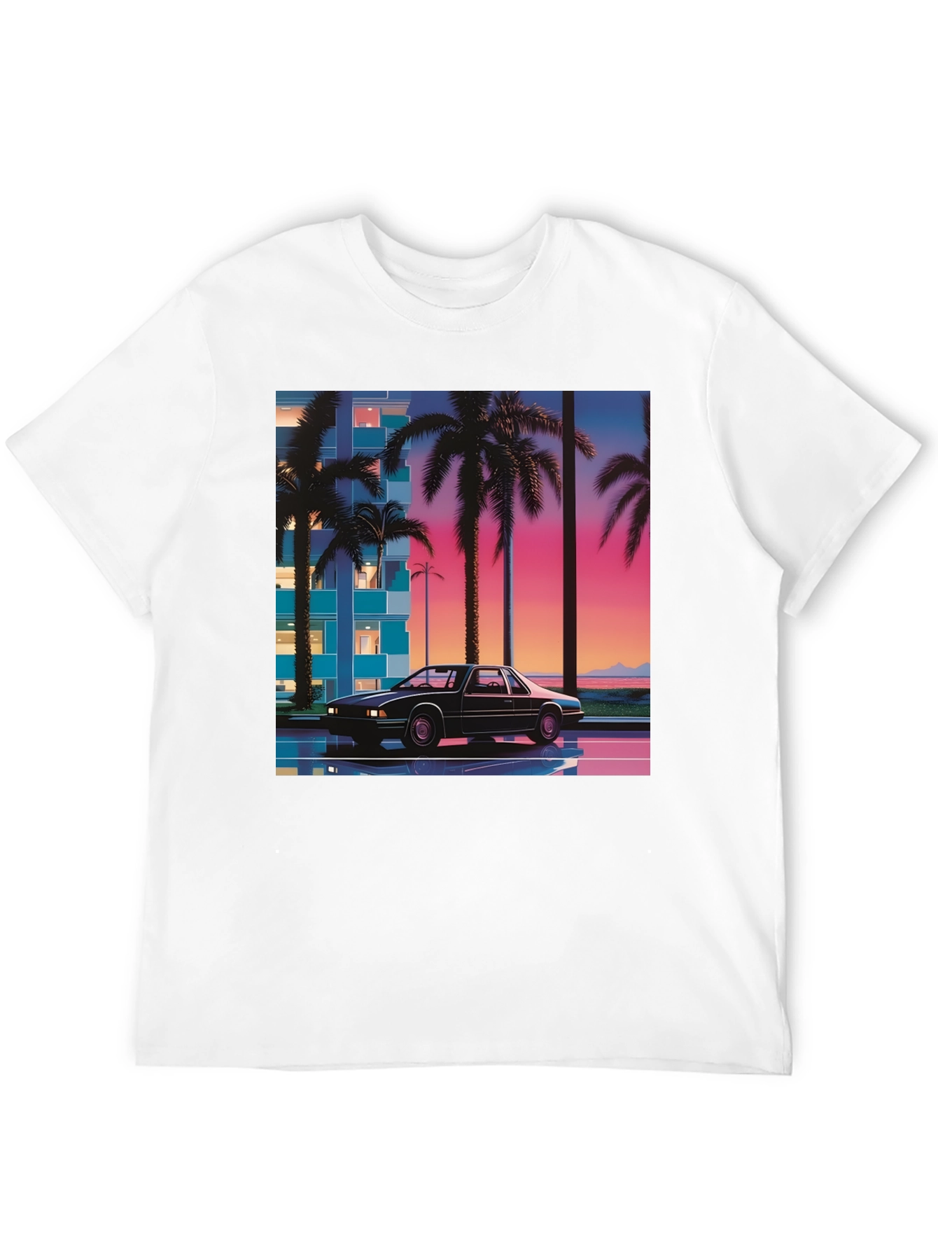 Black Retro Wave Car T-Shirt view 12
