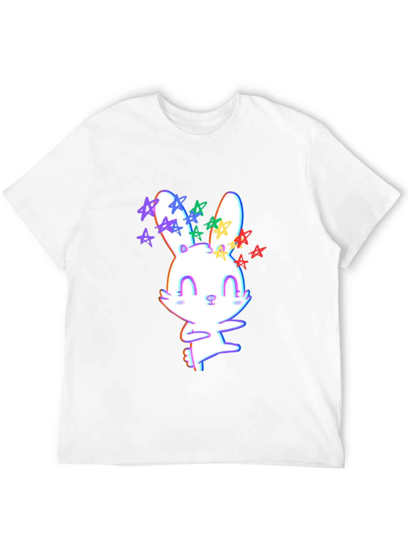 Black Cute Bunny with Stars Graphic T-Shirt view 12
