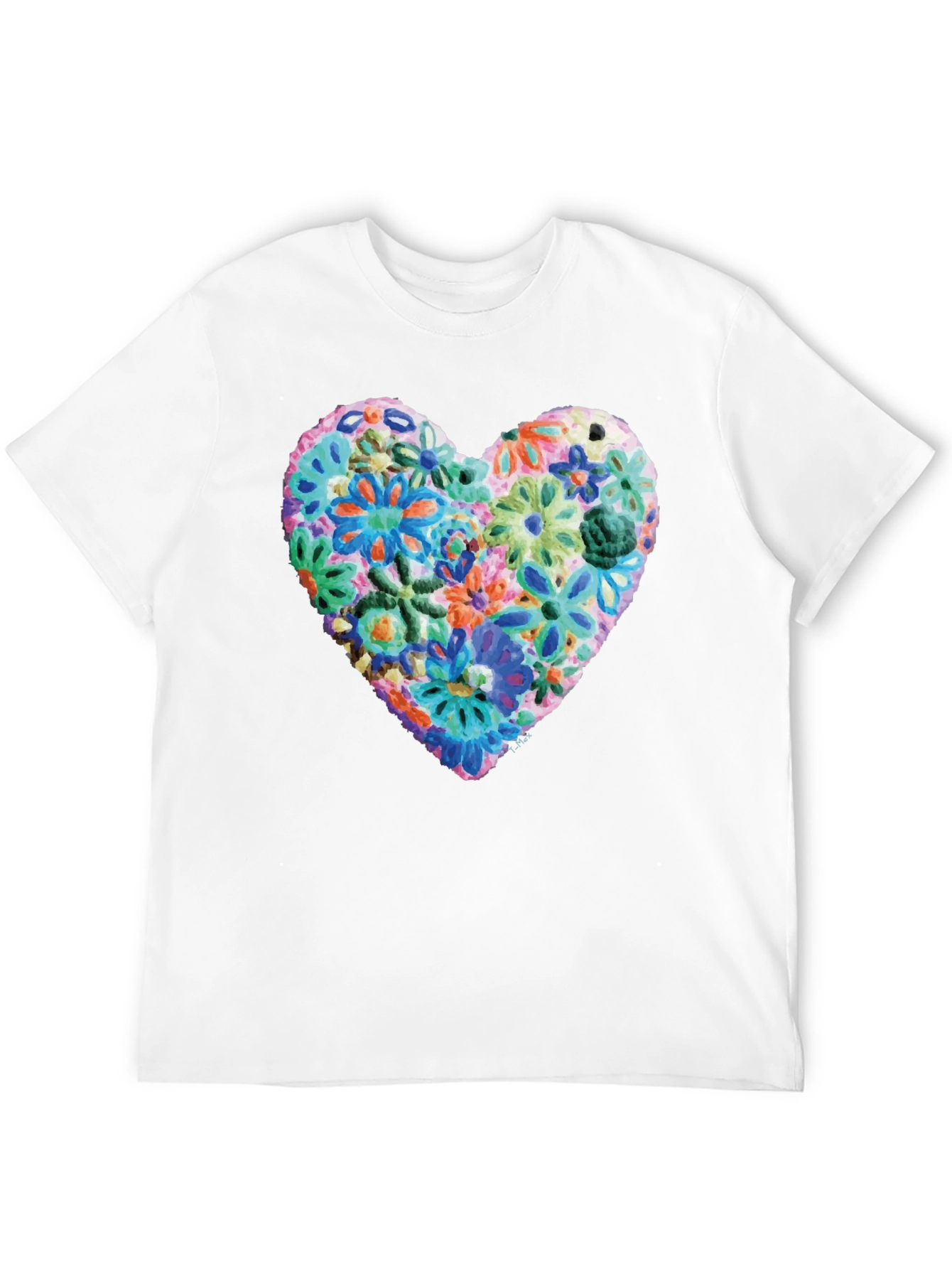 Black Floral Heart Graphic Print Crewneck T-Shirt view 12