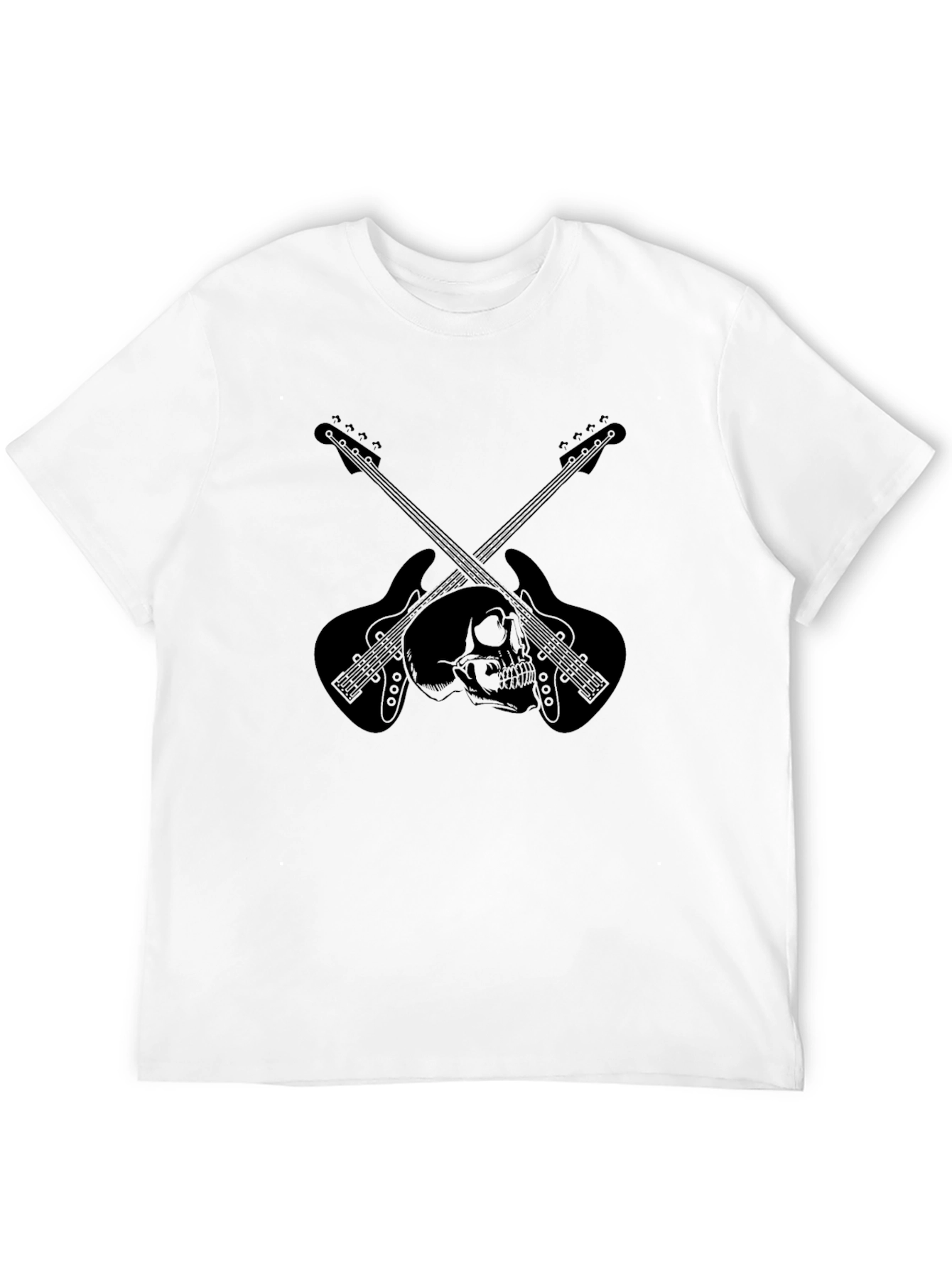 Black Skull & Guitar Graphic Tee - Rocker Style view 12