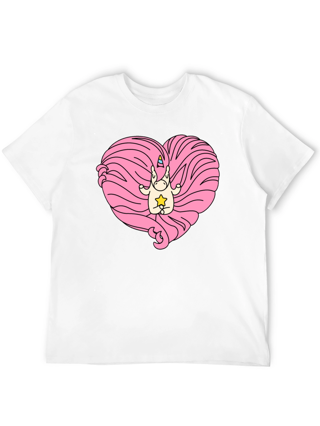 Black Unicorn Heart Graphic T-Shirt - Black Cotton Blend view 12