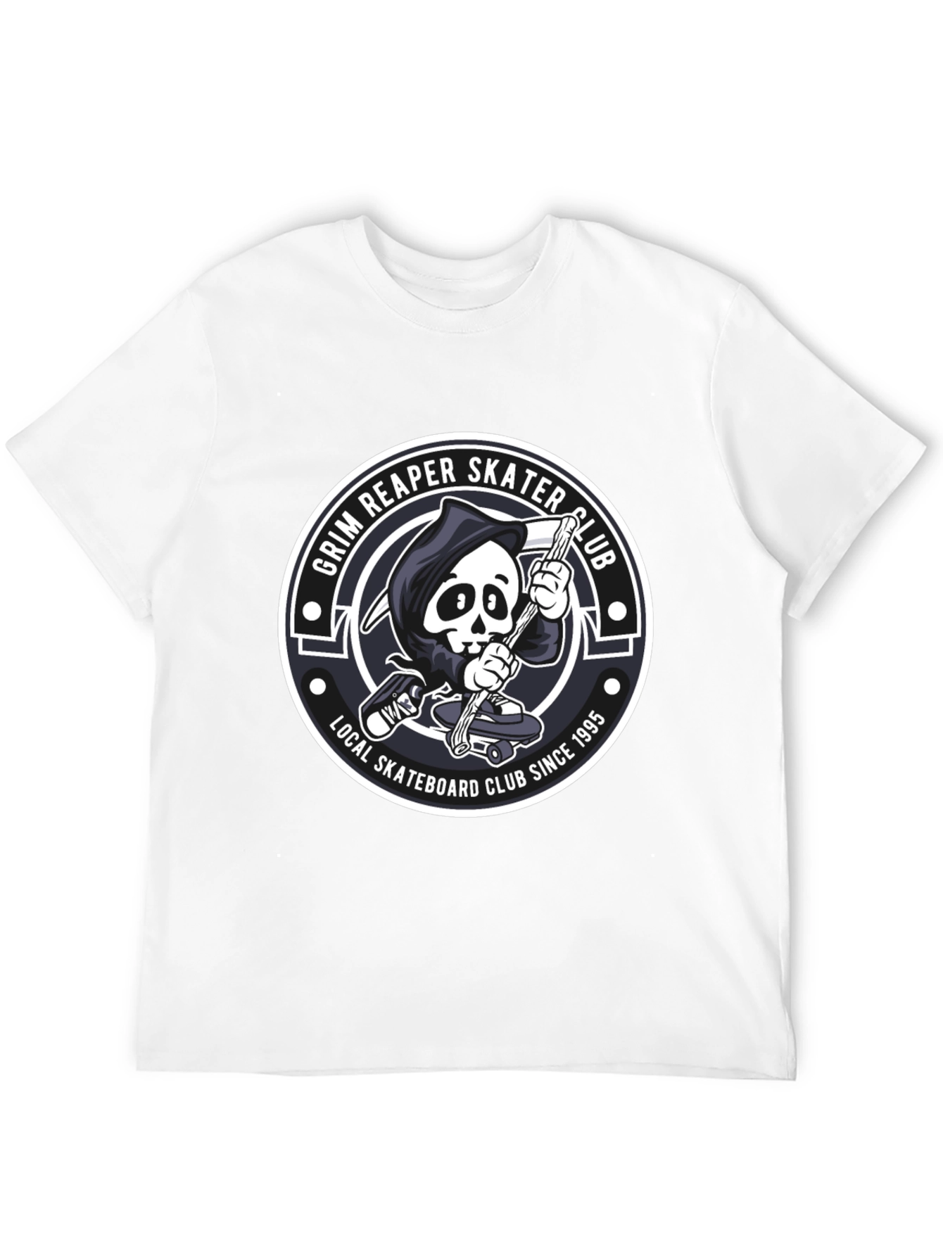 Black Grim Reaper Skater Club Black T-Shirt view 12