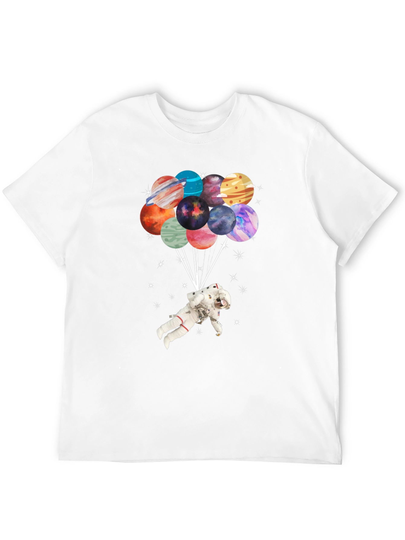 Black Astronaut Planet Balloon Graphic T-Shirt view 12