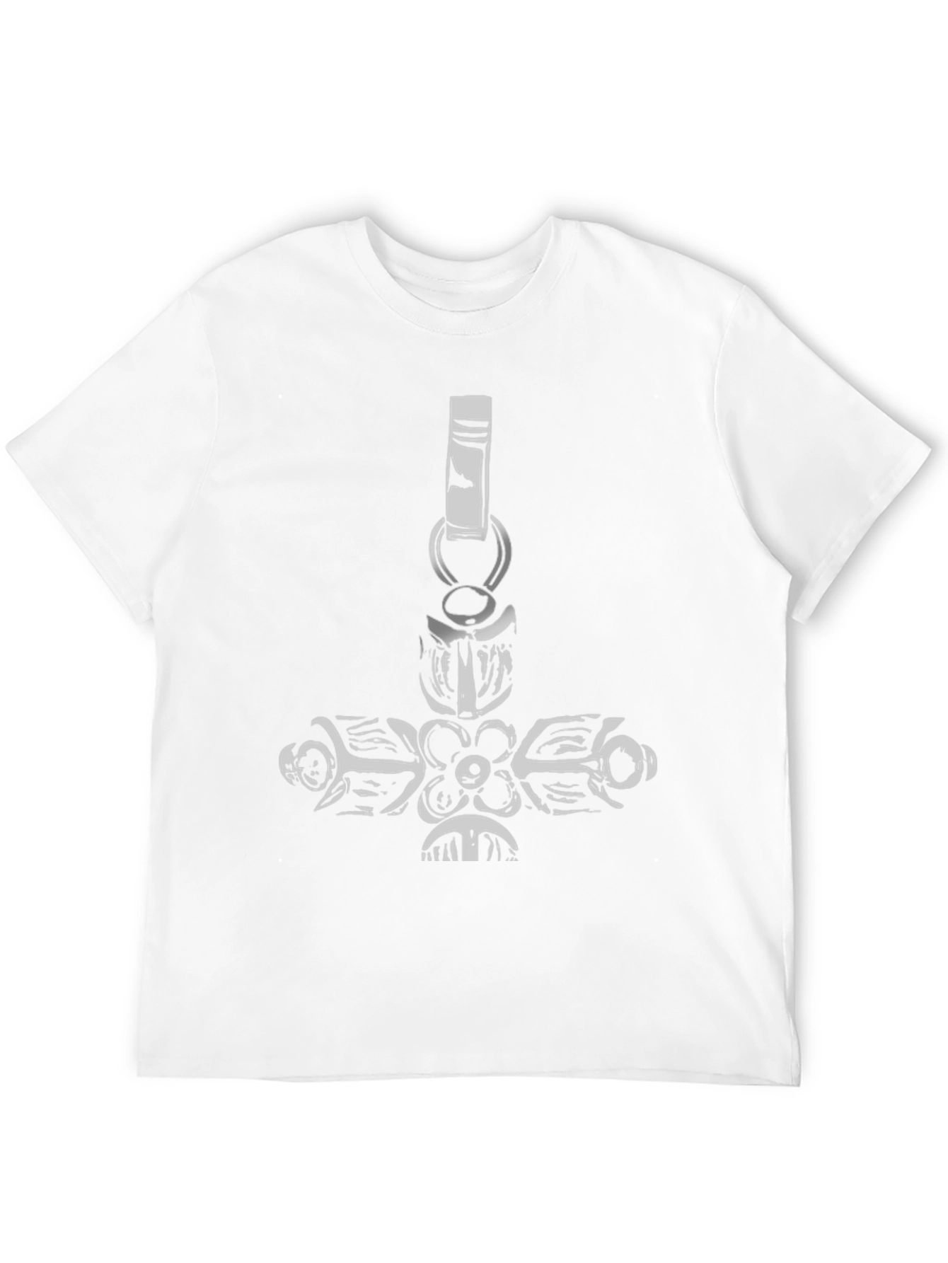 Black Black Tee with Ornate Cross Pendant Design view 12