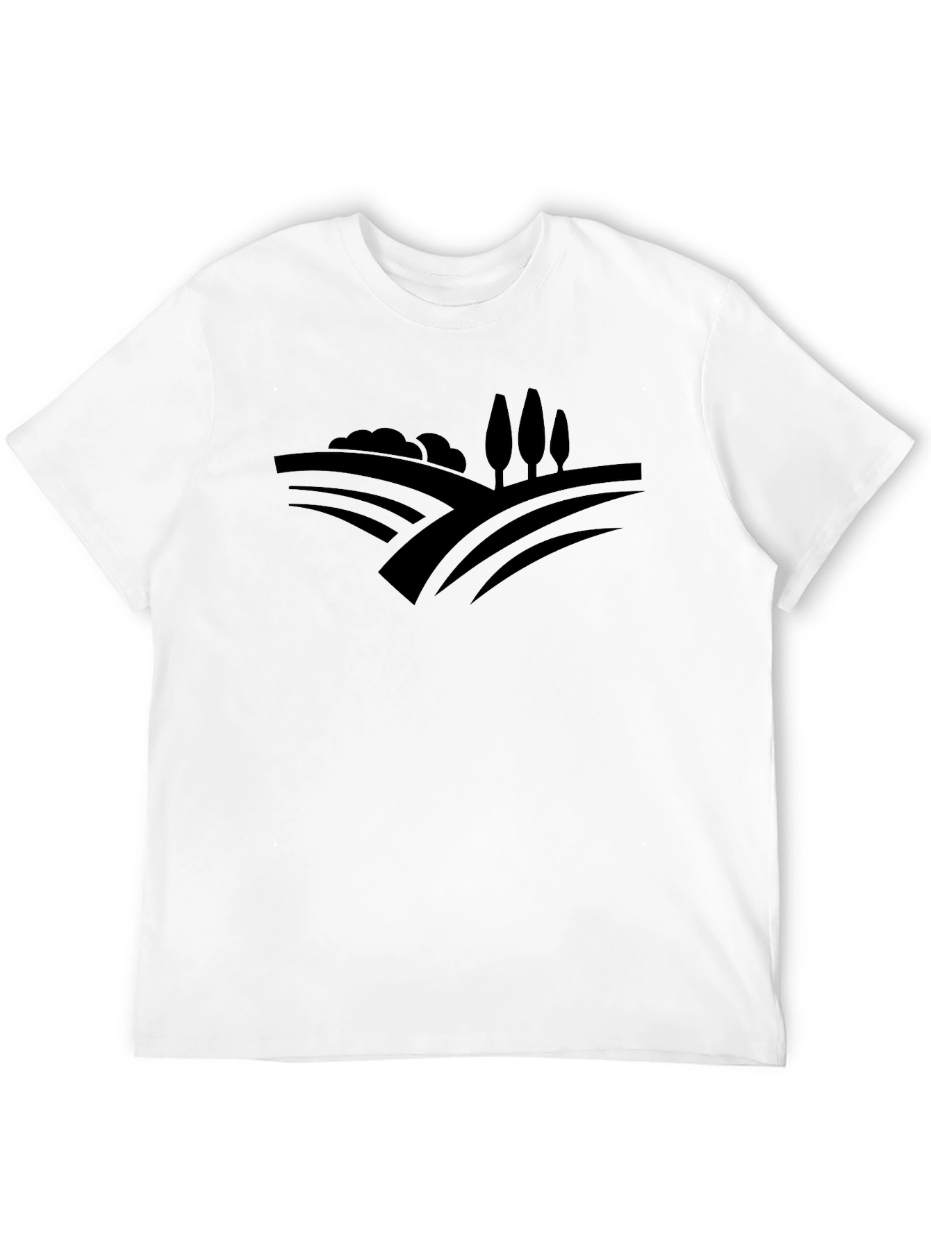Black Stylish Black Tee with Countryside Graphic Design view 12