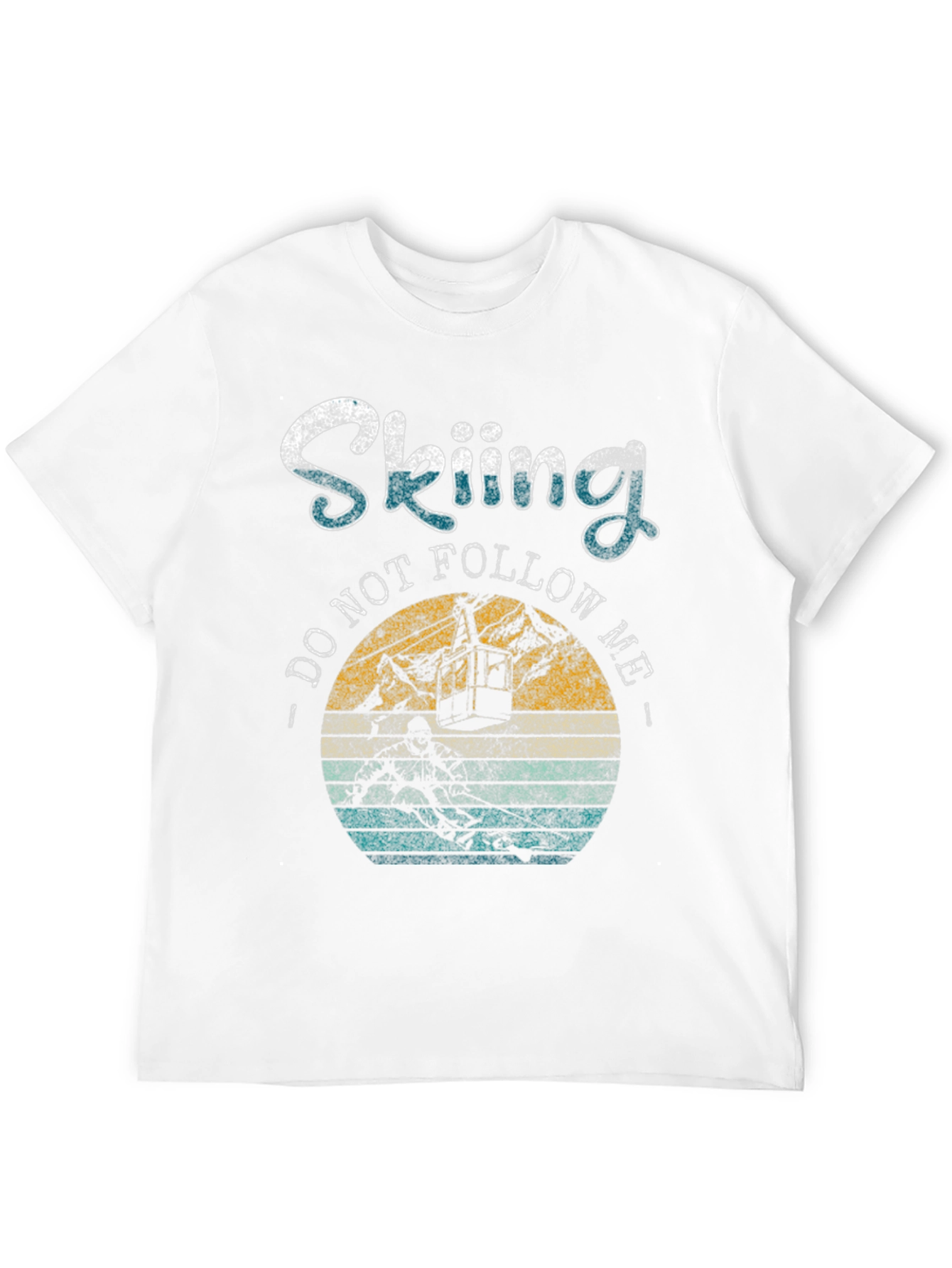 Black Skiing T-Shirt - "Do Not Follow Me" Retro Style view 12