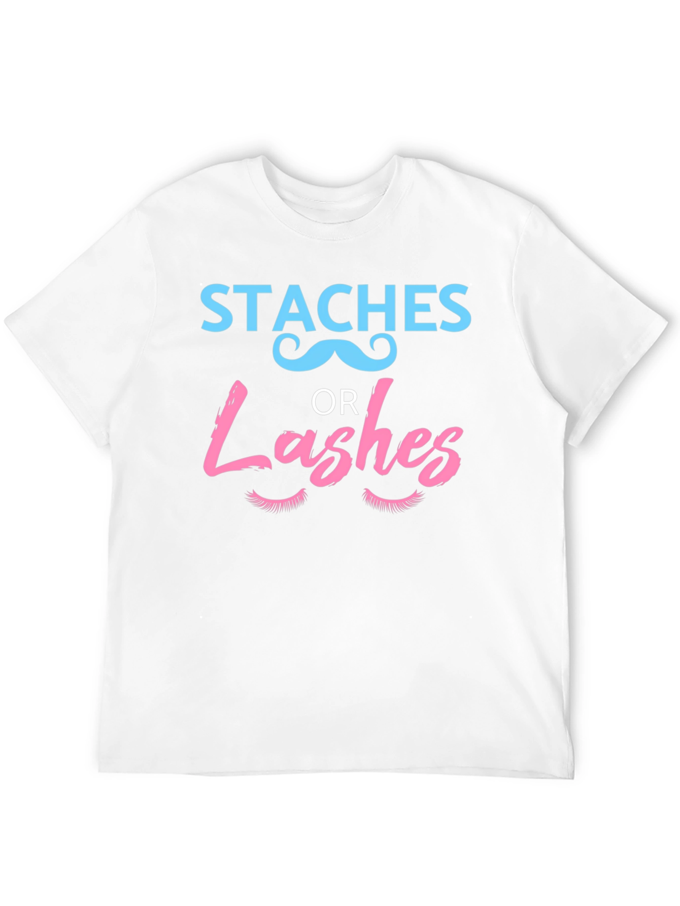 Black Staches or Lashes Gender Reveal T-Shirt view 12