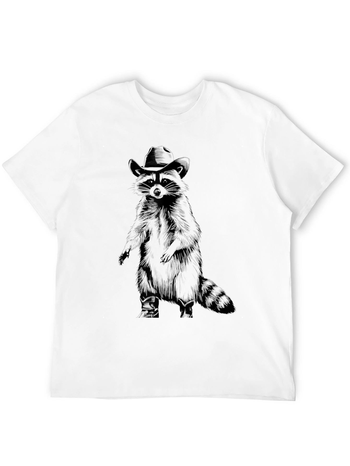 Black Raccoon Cowboy Graphic Tee - Black Cotton T-Shirt view 12