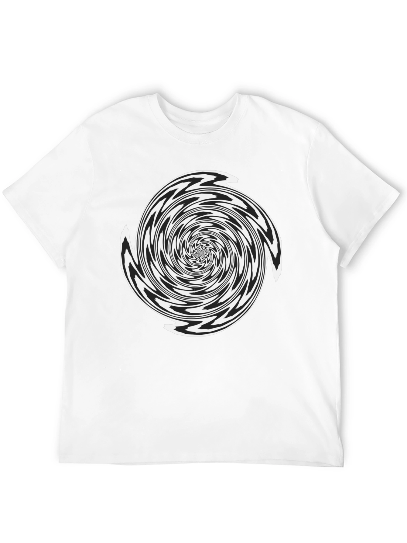 Black Optical Illusion Spiral Graphic T-Shirt view 12