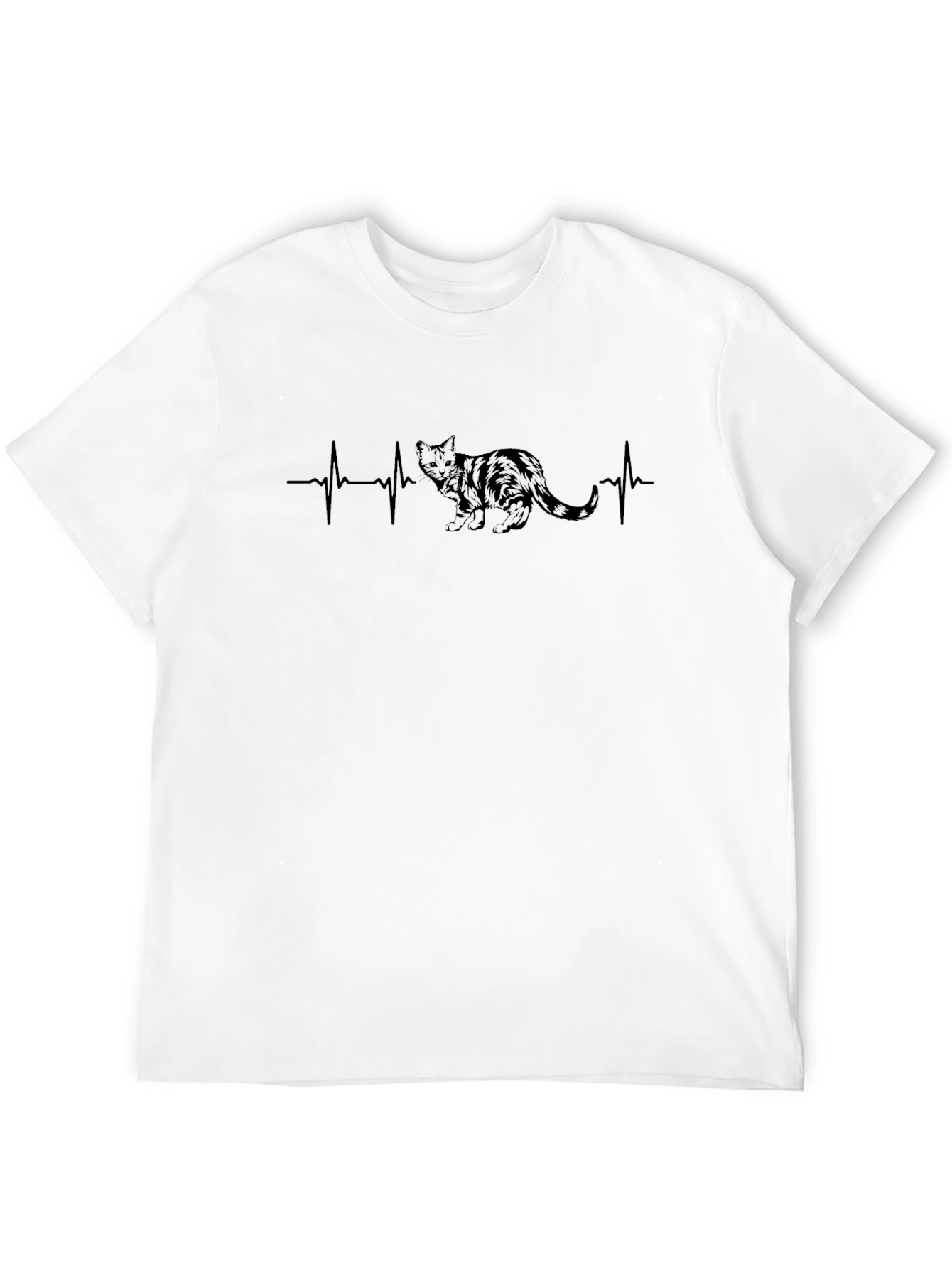 Black Cat Heartbeat Graphic Tee - Unisex Crew Neck view 12