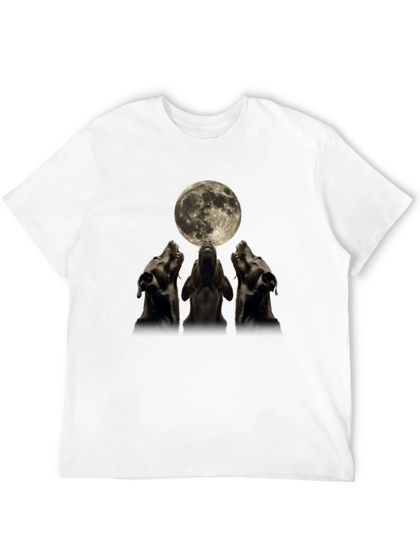 Black Three Dogs Howling at the Moon T-Shirt view 12