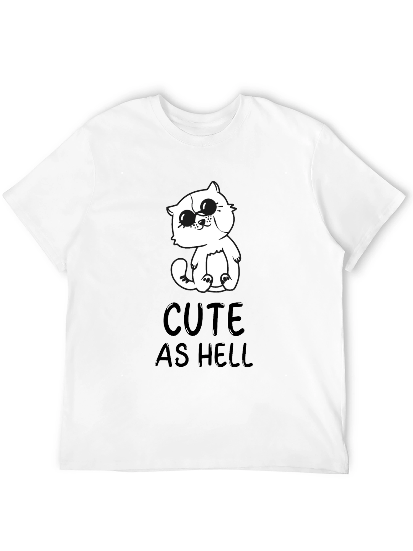 Black Cute As Hell Cat Graphic T-Shirt - Black view 12