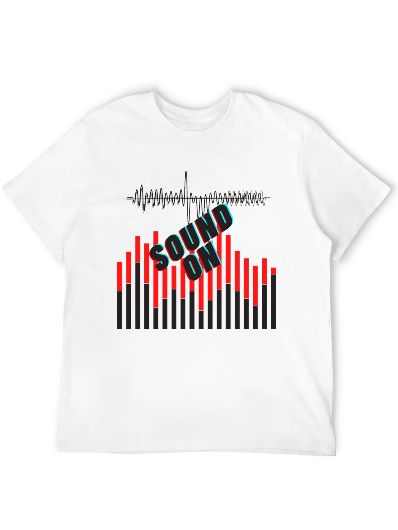 Black Sound On Graphic Print Men's Black T-Shirt view 12