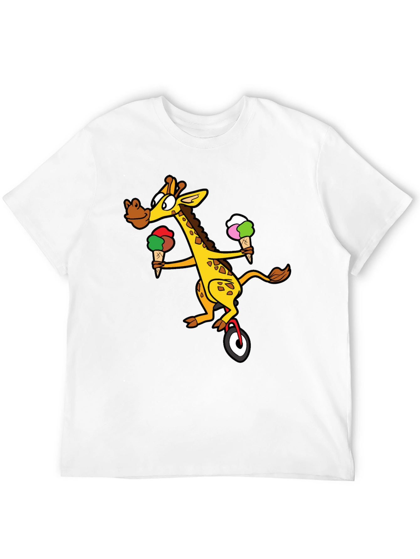 Black Giraffe Unicycle Ice Cream T-Shirt - Quirky Graphic Tee view 12
