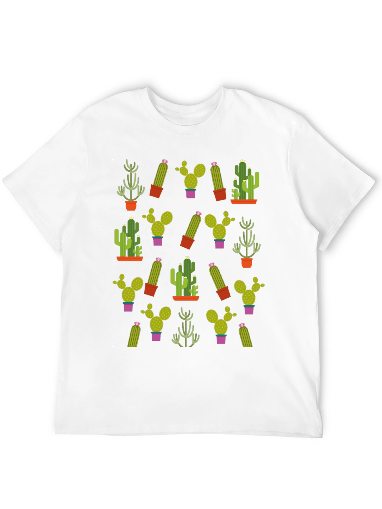 Black Cactus Pattern T-Shirt - Unique Plant Design view 12