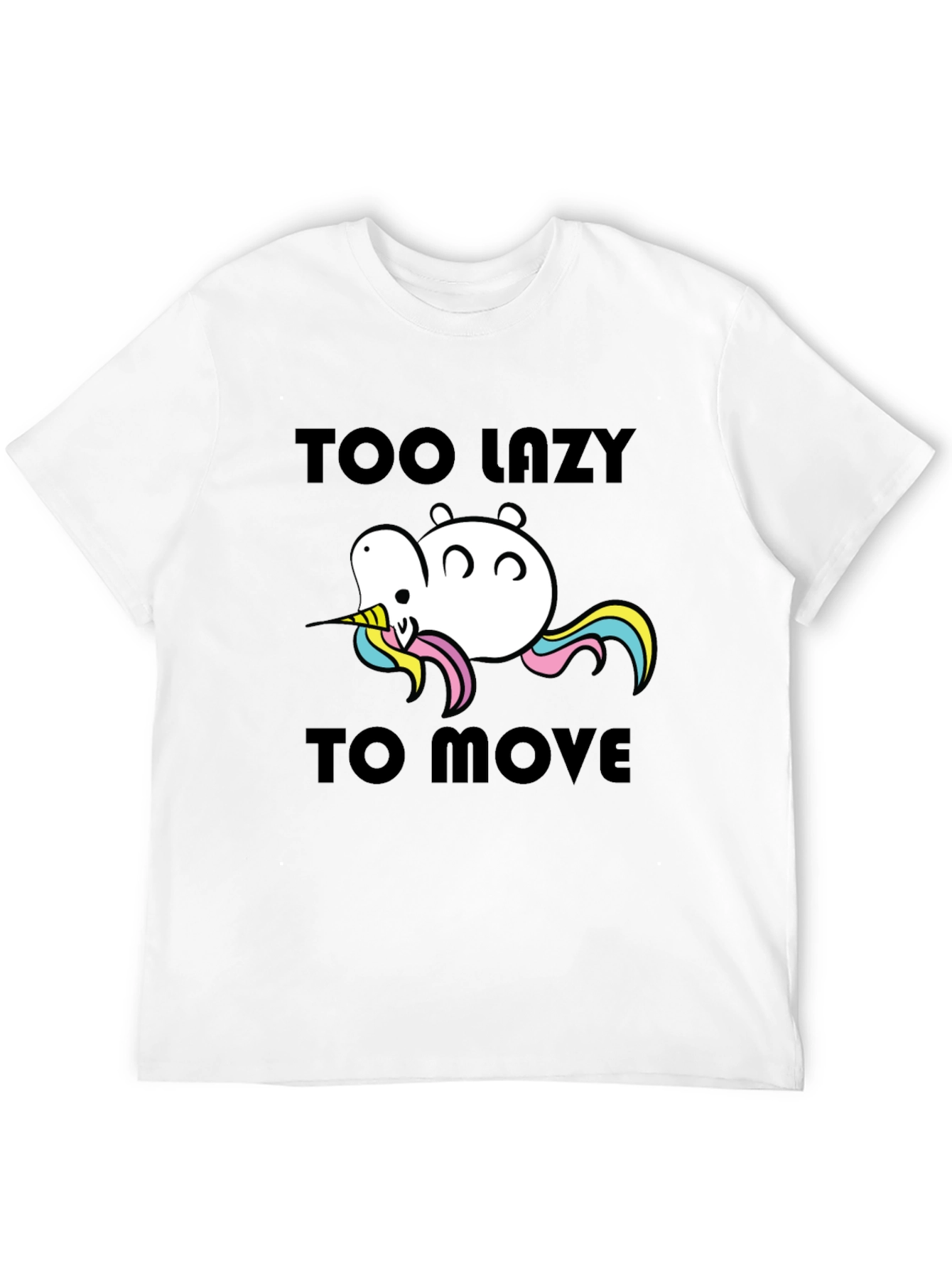 Black Too Lazy to Move Funny Unicorn T-Shirt view 12
