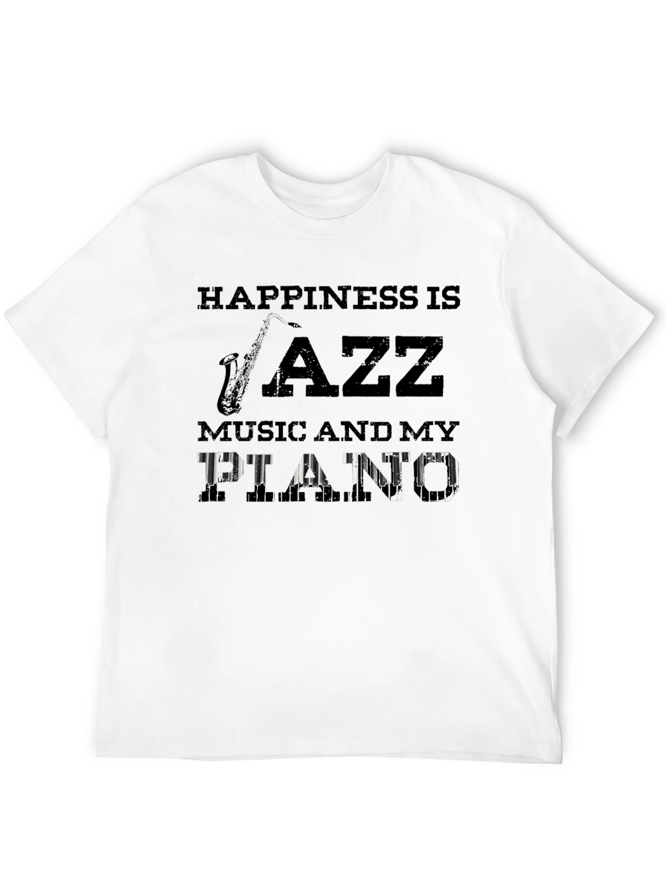 Black Jazz Music Piano T-Shirt: Happiness Is... view 12