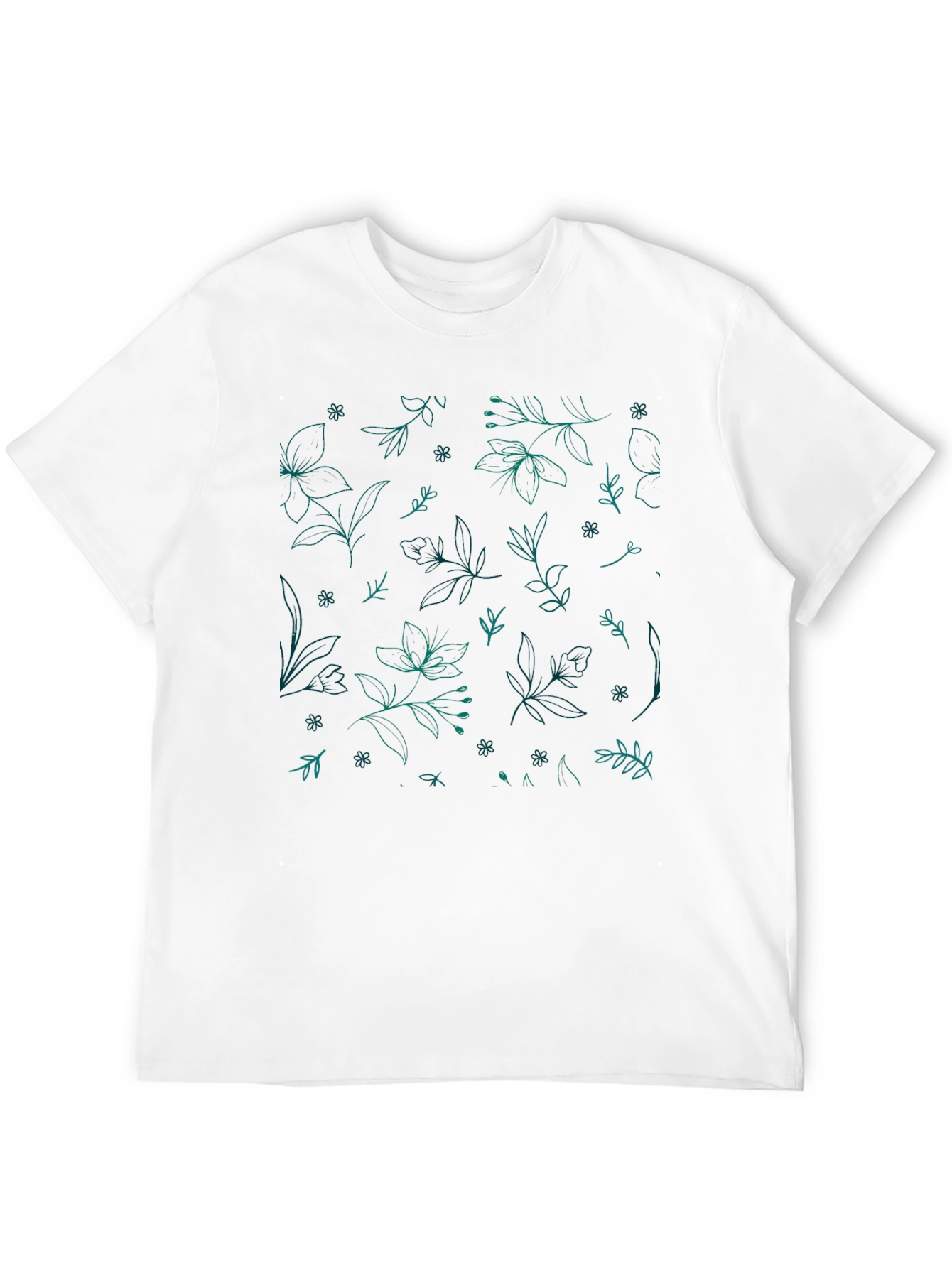 Black Floral Sketch Tee - Casual Black T-Shirt view 12