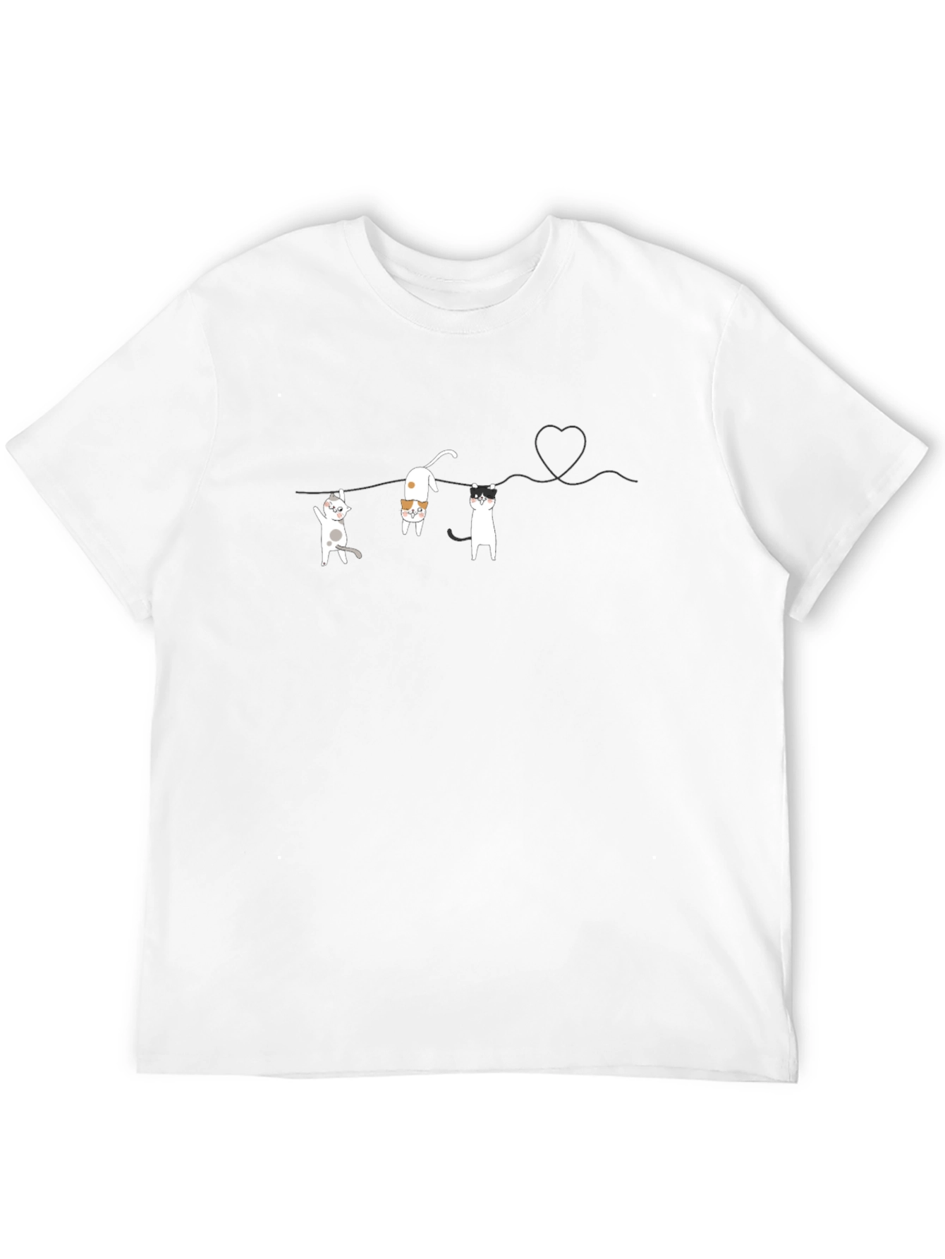 Black Playful Cats on a String T-Shirt view 12