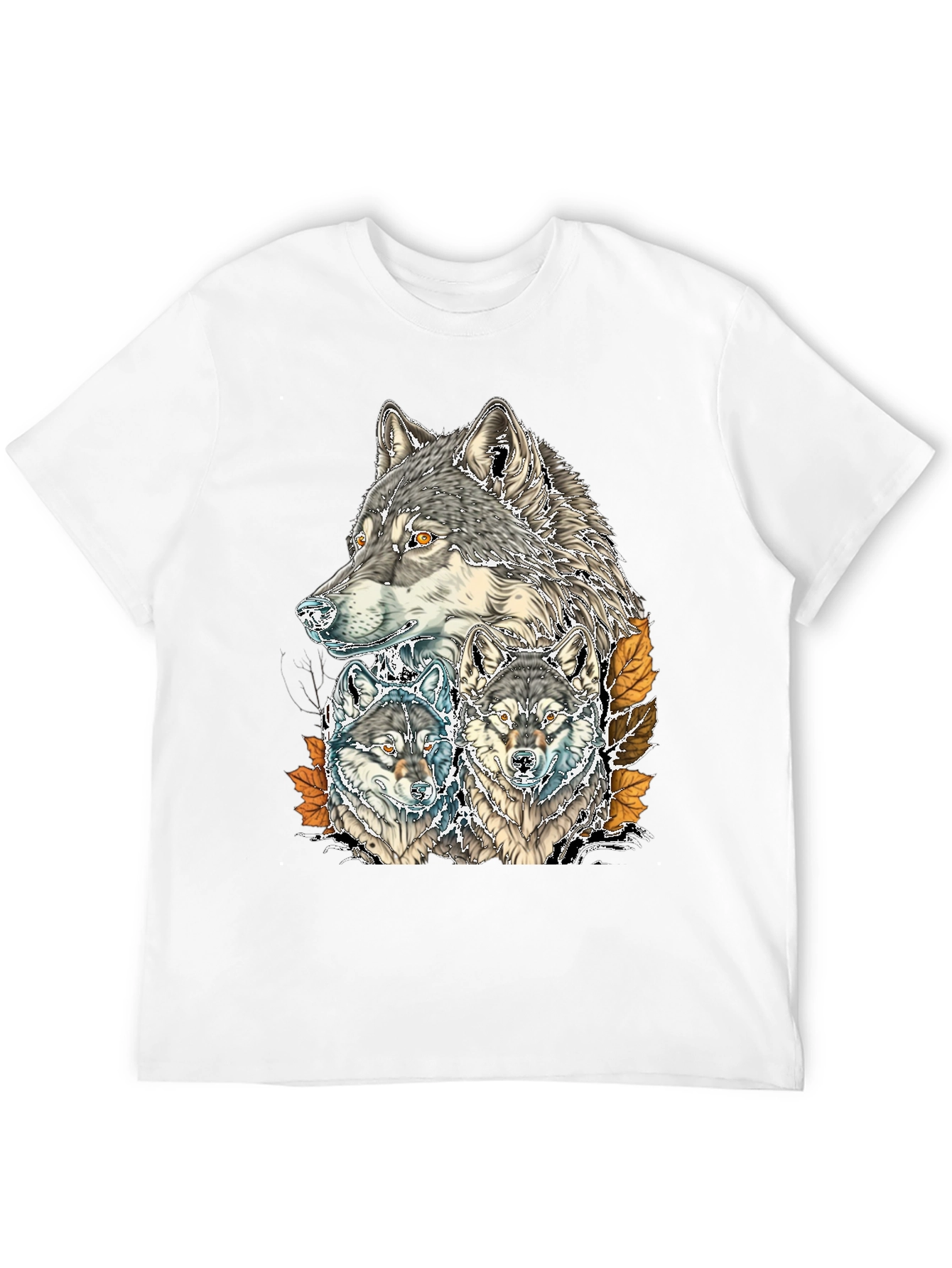 Black Wolf Pack Graphic Print Tee - Black Cotton view 12