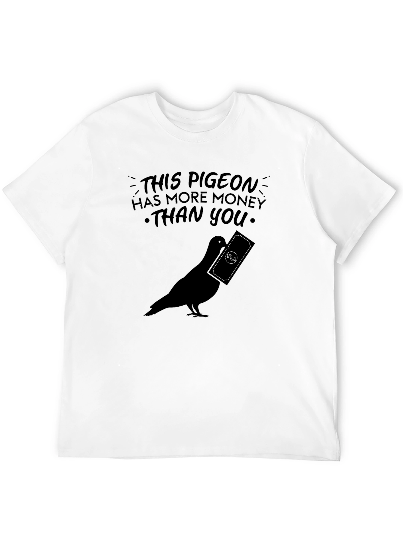 Black Pigeon With Money Graphic Tee - Funny Novelty T-Shirt view 12