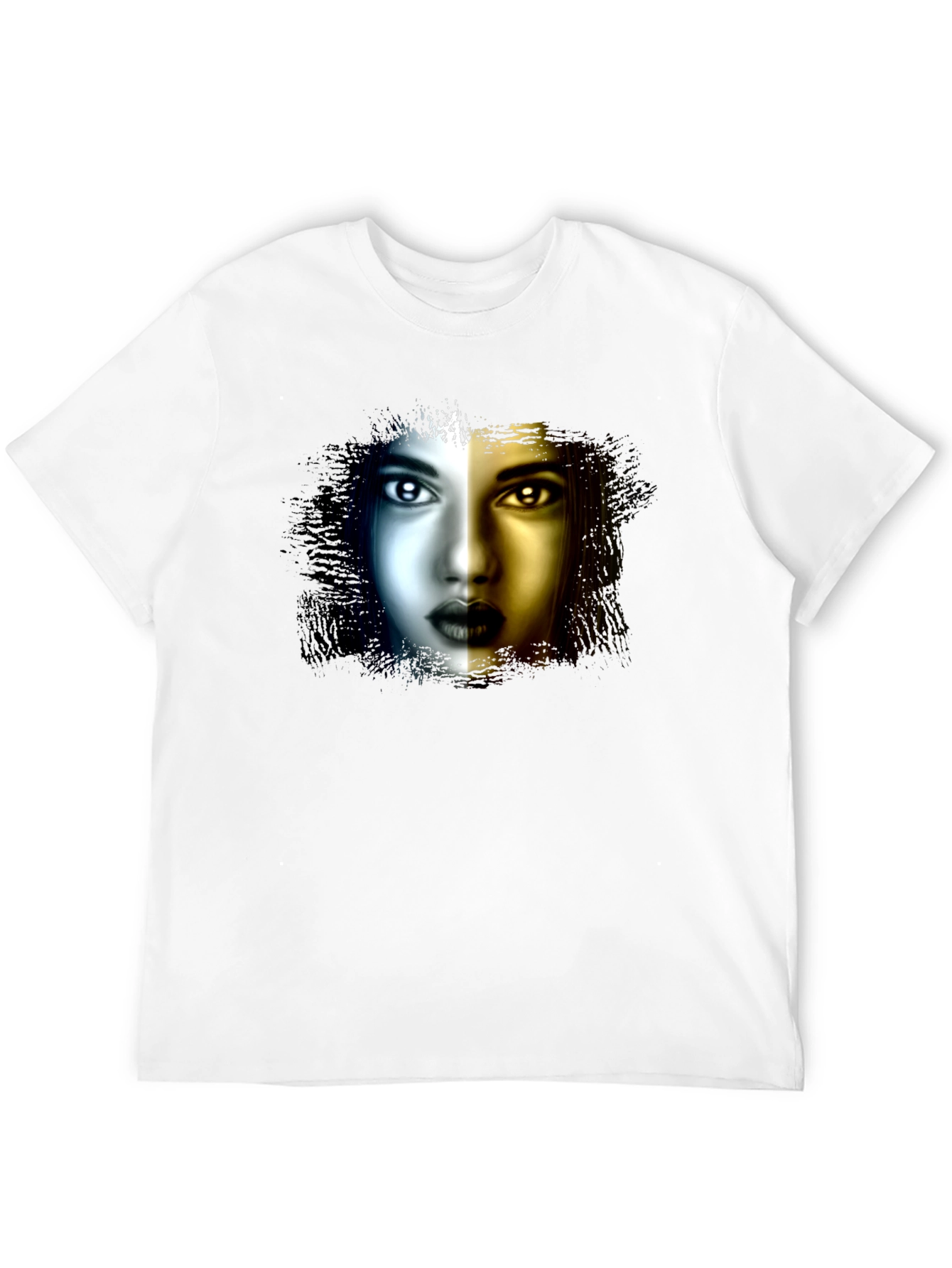 Black Artistic Woman Face Graphic Black T-Shirt view 12