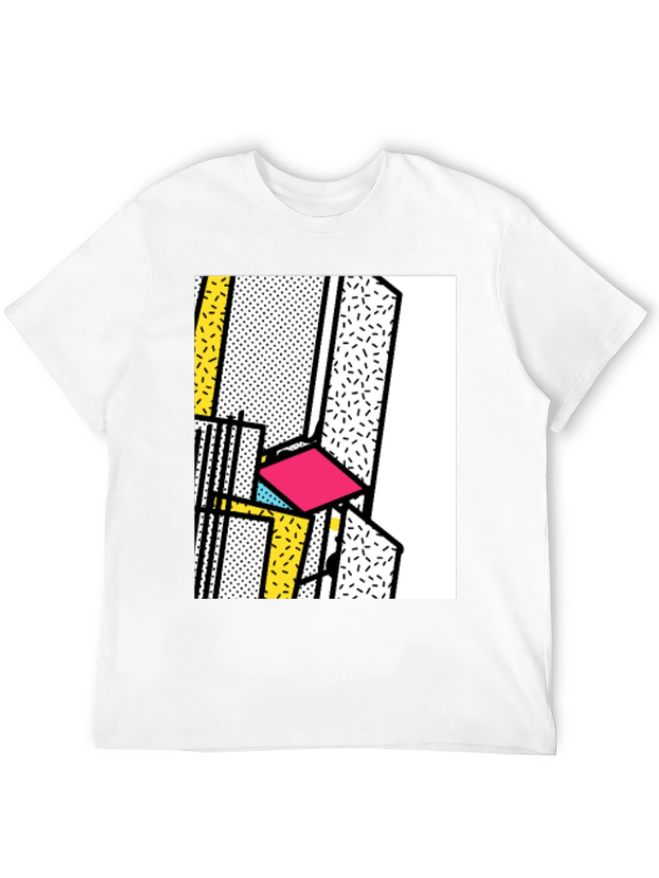 Black Retro Memphis Design Black T-Shirt view 12