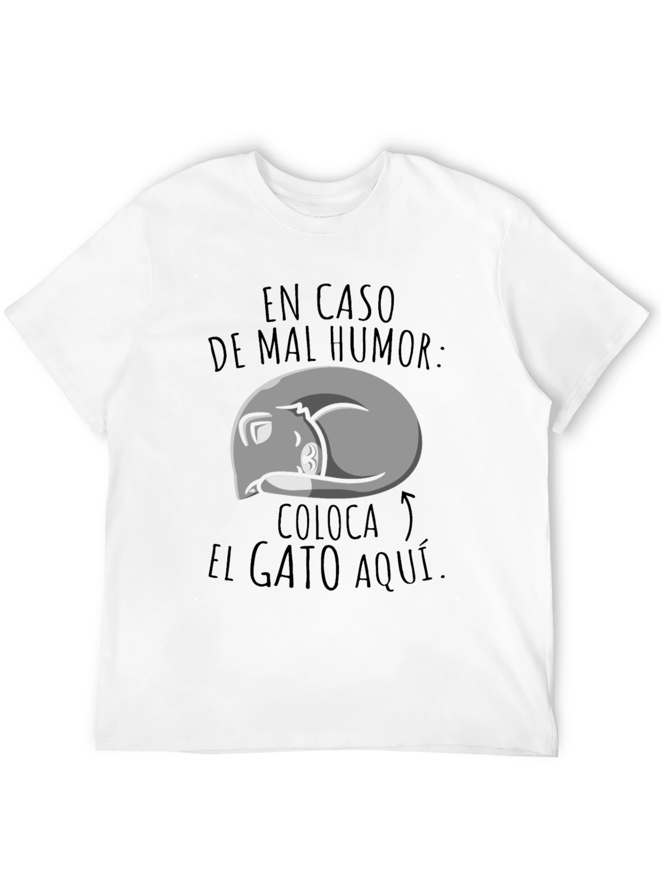 Black Humorous "Place Cat Here" Graphic T-Shirt view 12