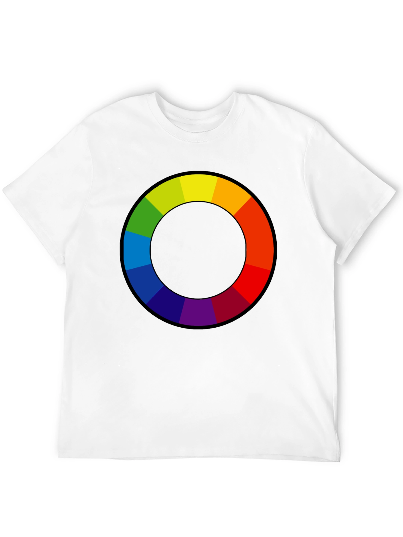 Black Vibrant Color Wheel Graphic T-Shirt view 12
