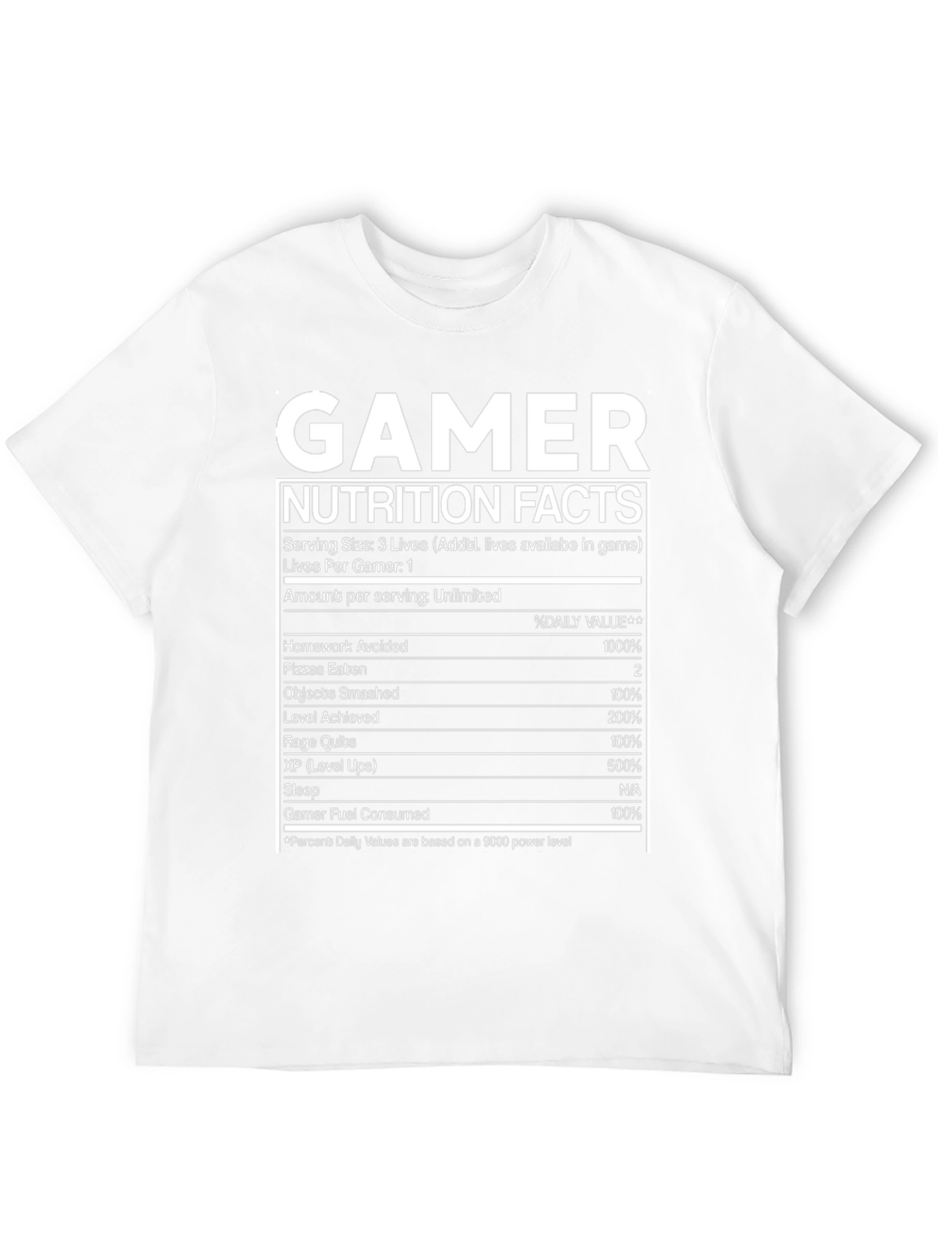 Black Gamer Nutrition Facts Black Graphic T-Shirt view 12