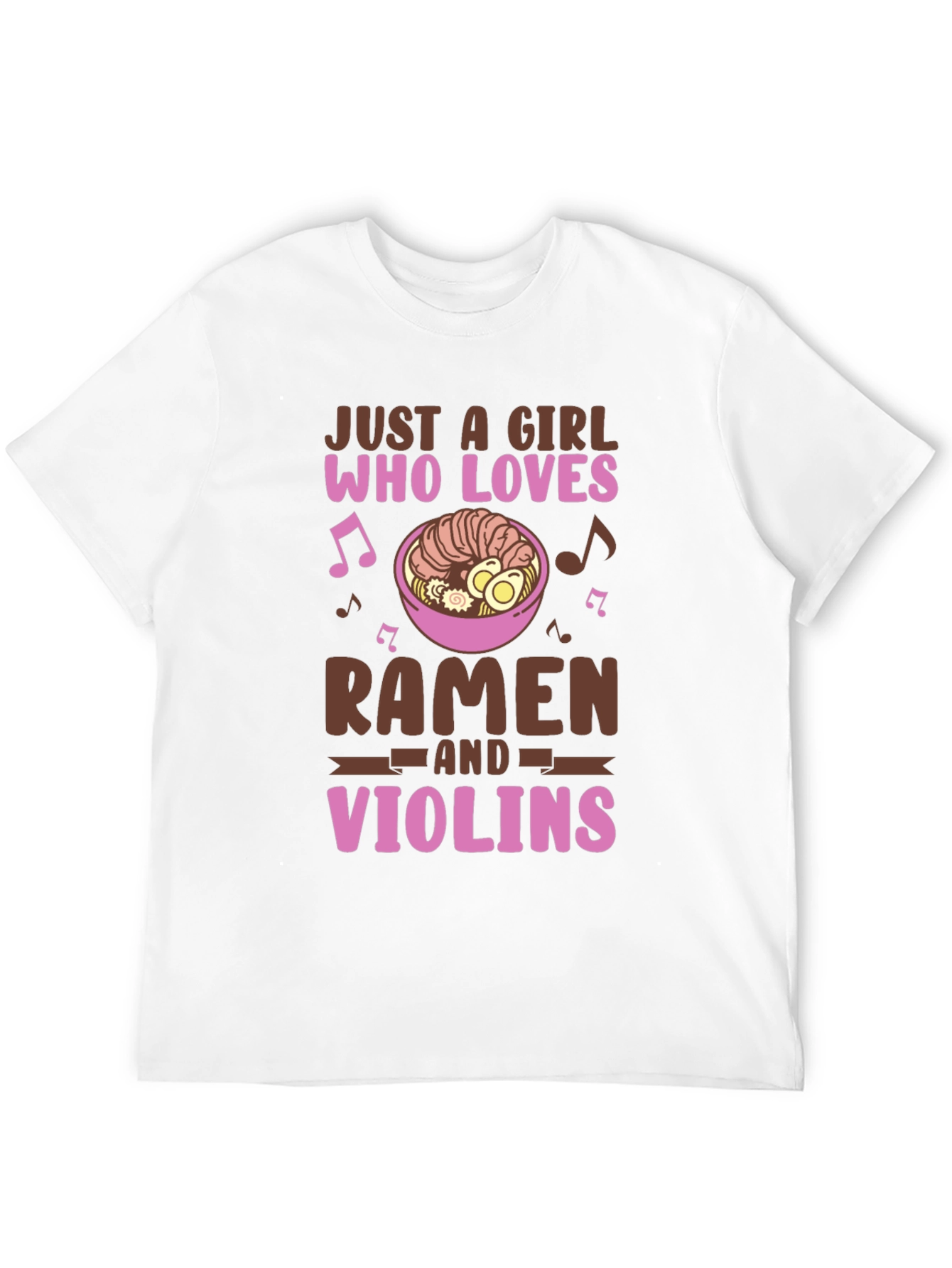 Black Ramen & Violin Lover T-Shirt - Cute Girl Design view 12
