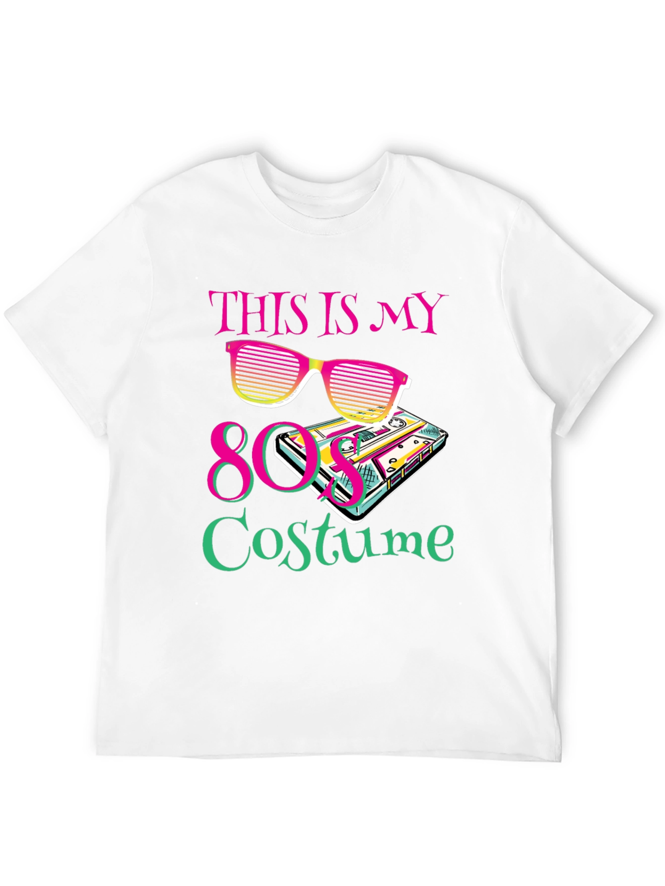 Black 80s Costume Party T-Shirt Retro Cassette Tape Sunglasses view 12