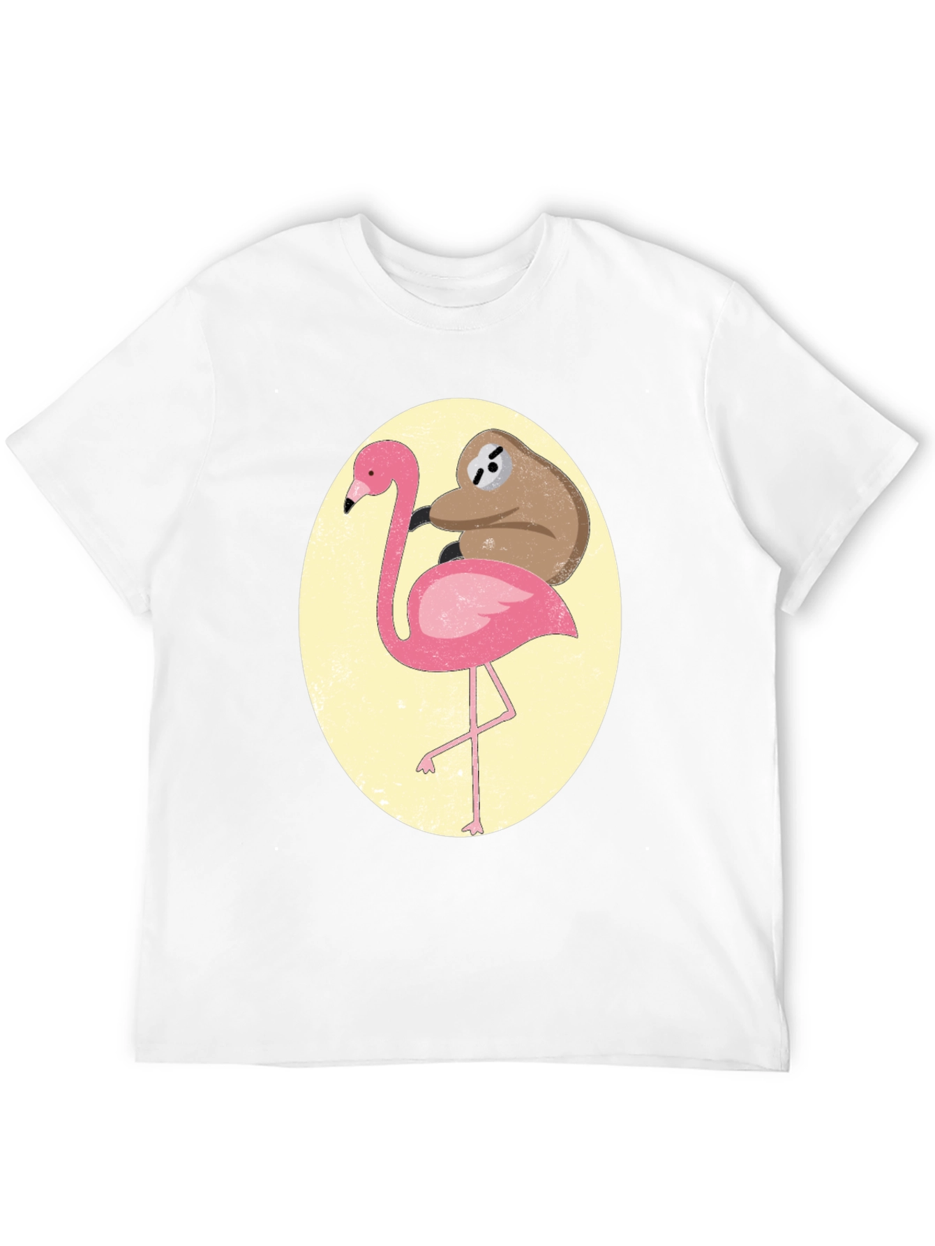 Black Sloth Riding Flamingo Graphic Tee - Black Cotton T-Shirt view 12