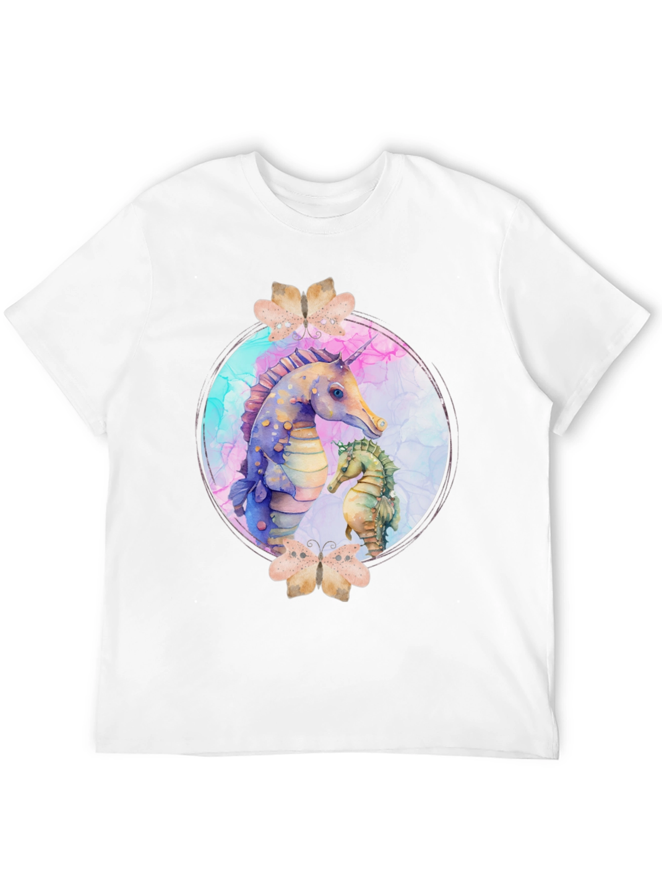 Black Watercolor Seahorse T-Shirt - Black view 12