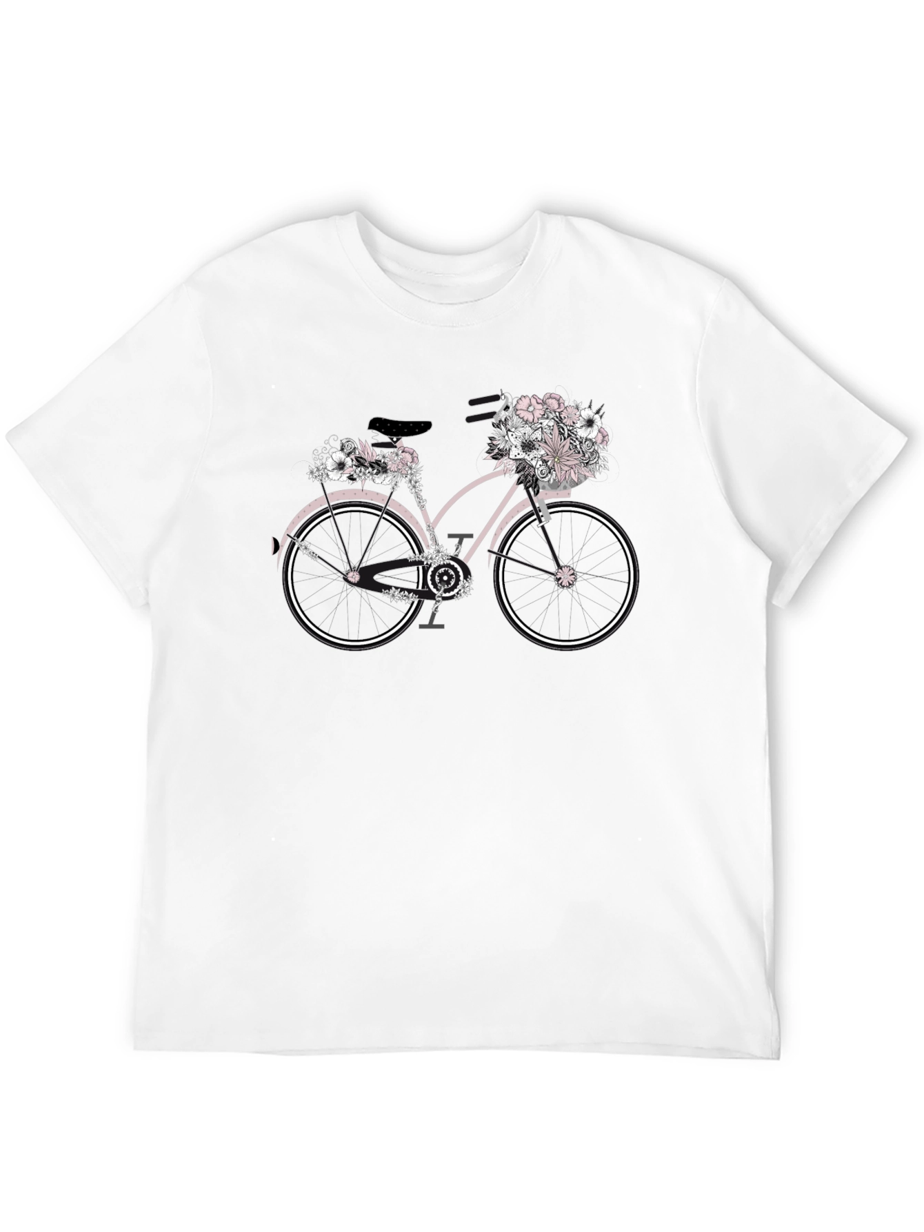 Black Floral Bicycle Graphic T-Shirt - Unique Design view 12