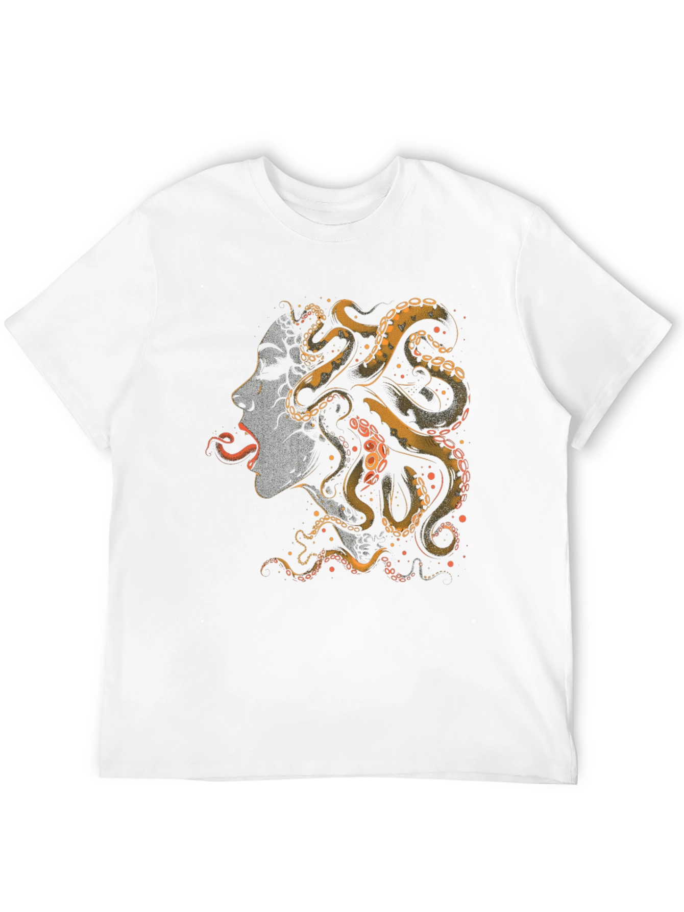 Black Octopus Woman Graphic Tee - Black Cotton T-Shirt view 12