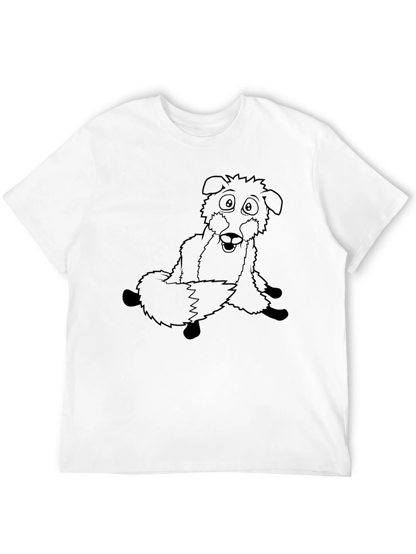 Black Cartoon Dog Graphic Tee - Black Cotton Comfort view 12
