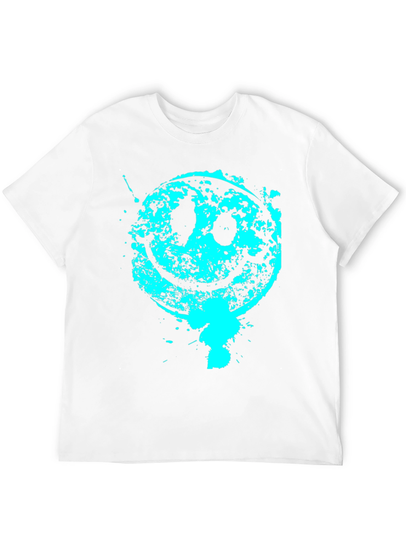 Black Grunge Smiley Face Graphic Tee - Black Cotton Blend view 12