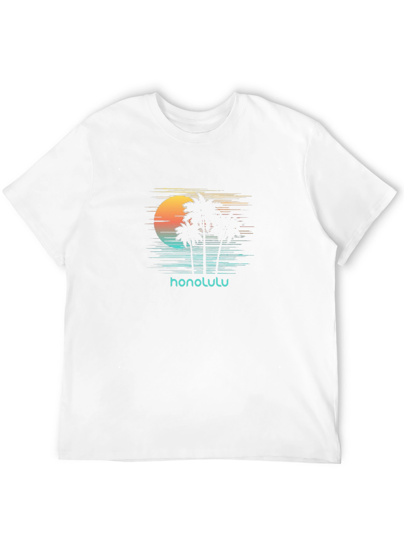 Honolulu Sunset Palm Tree Graphic Tee - 12
