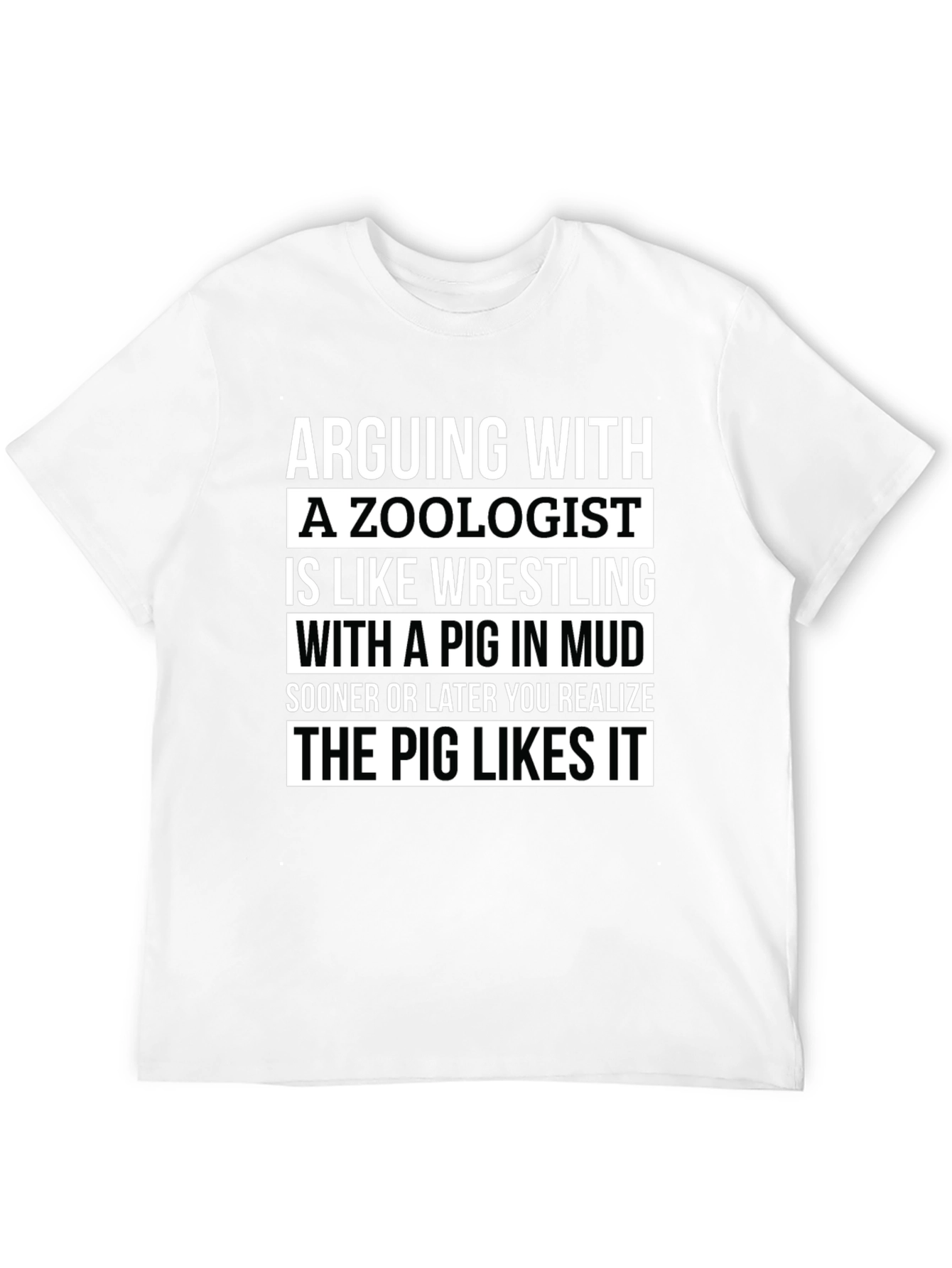 Black Zoologist Pig Mud Wrestling Humor T-Shirt view 12