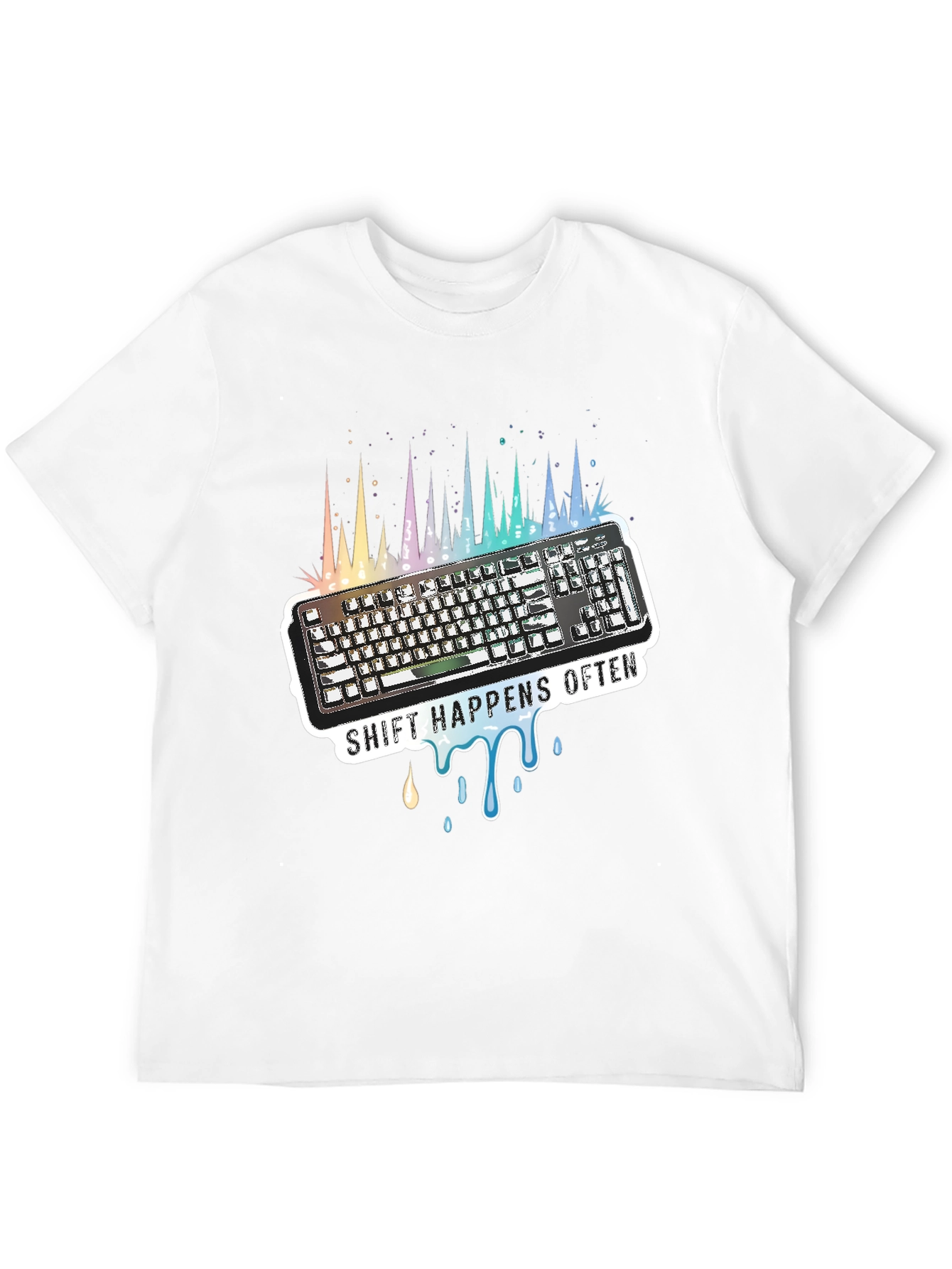 Black Shift Happens Often Keyboard T-Shirt view 12