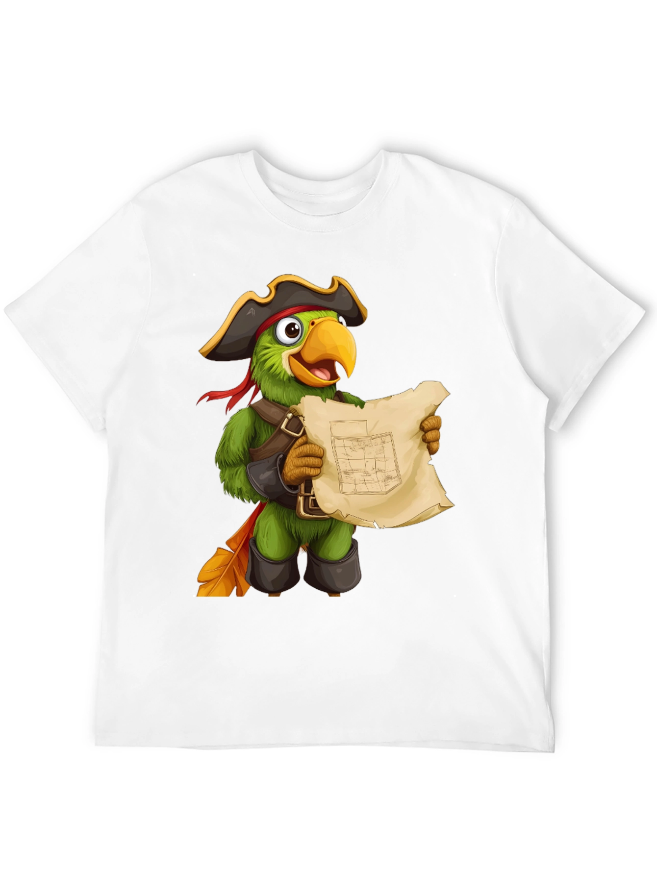 Black Parrot Pirate T-Shirt - Funny Cartoon Bird Tee view 12