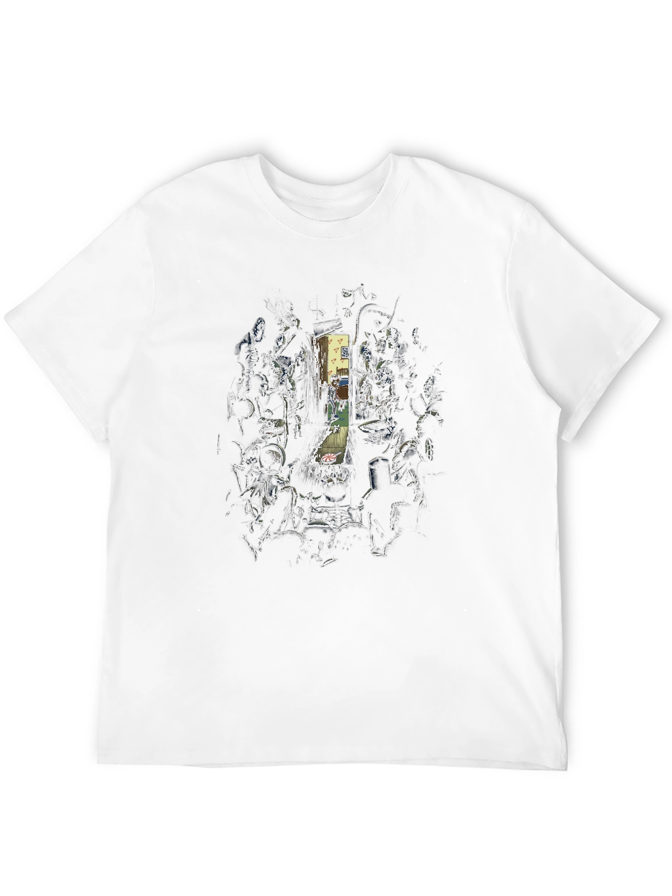 Black Graphic Print Black Crew Neck T-Shirt view 12