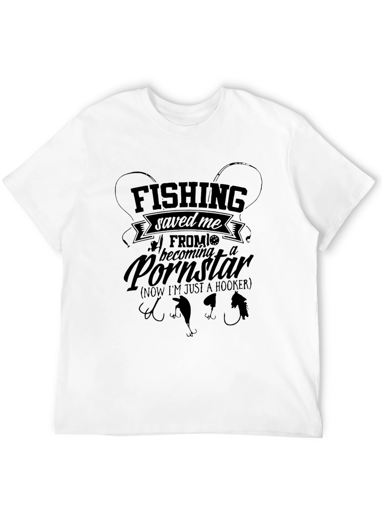 Black Fishing Saved Me Funny Graphic T-Shirt view 12