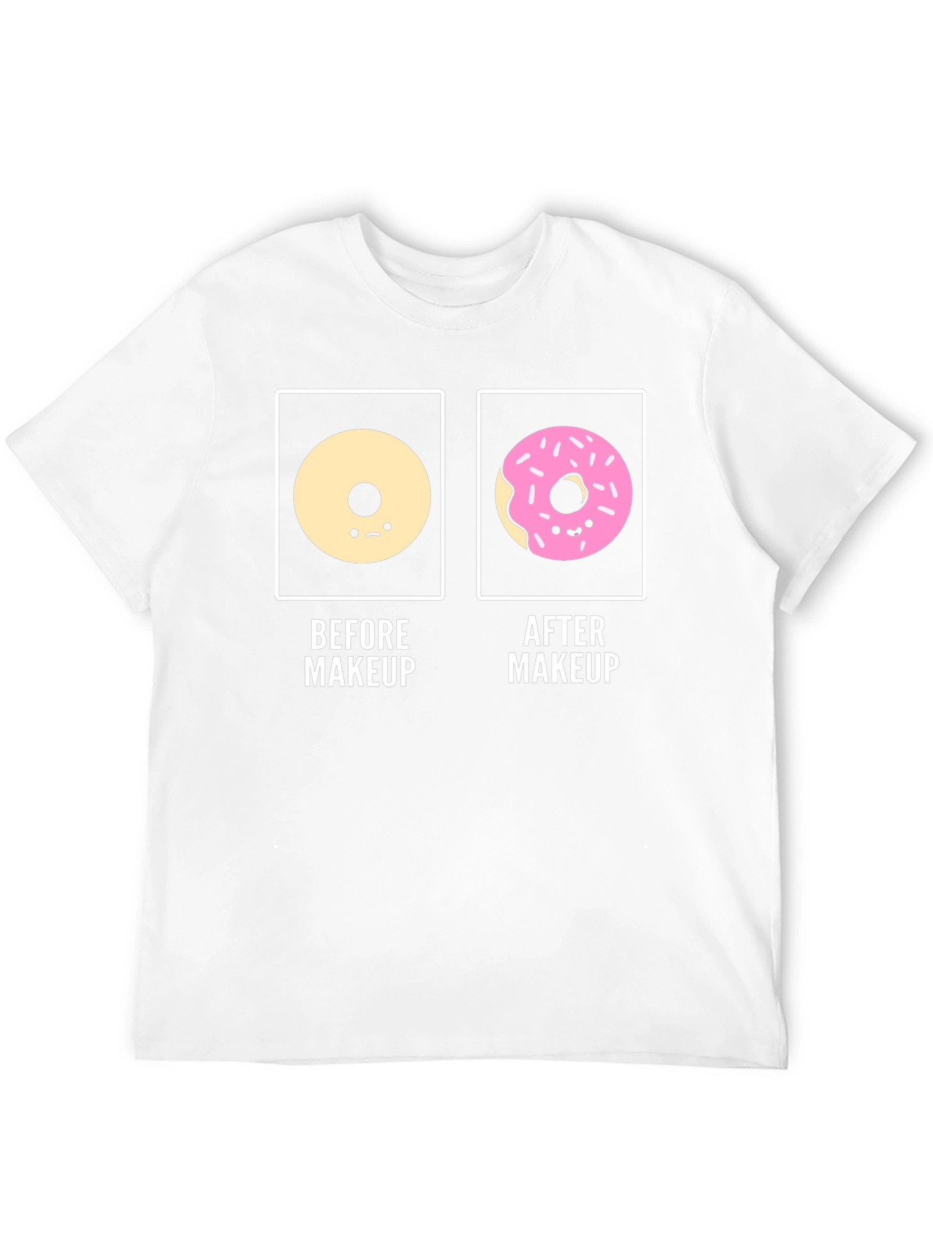 Black Donut Before & After Makeup Funny T-Shirt view 12