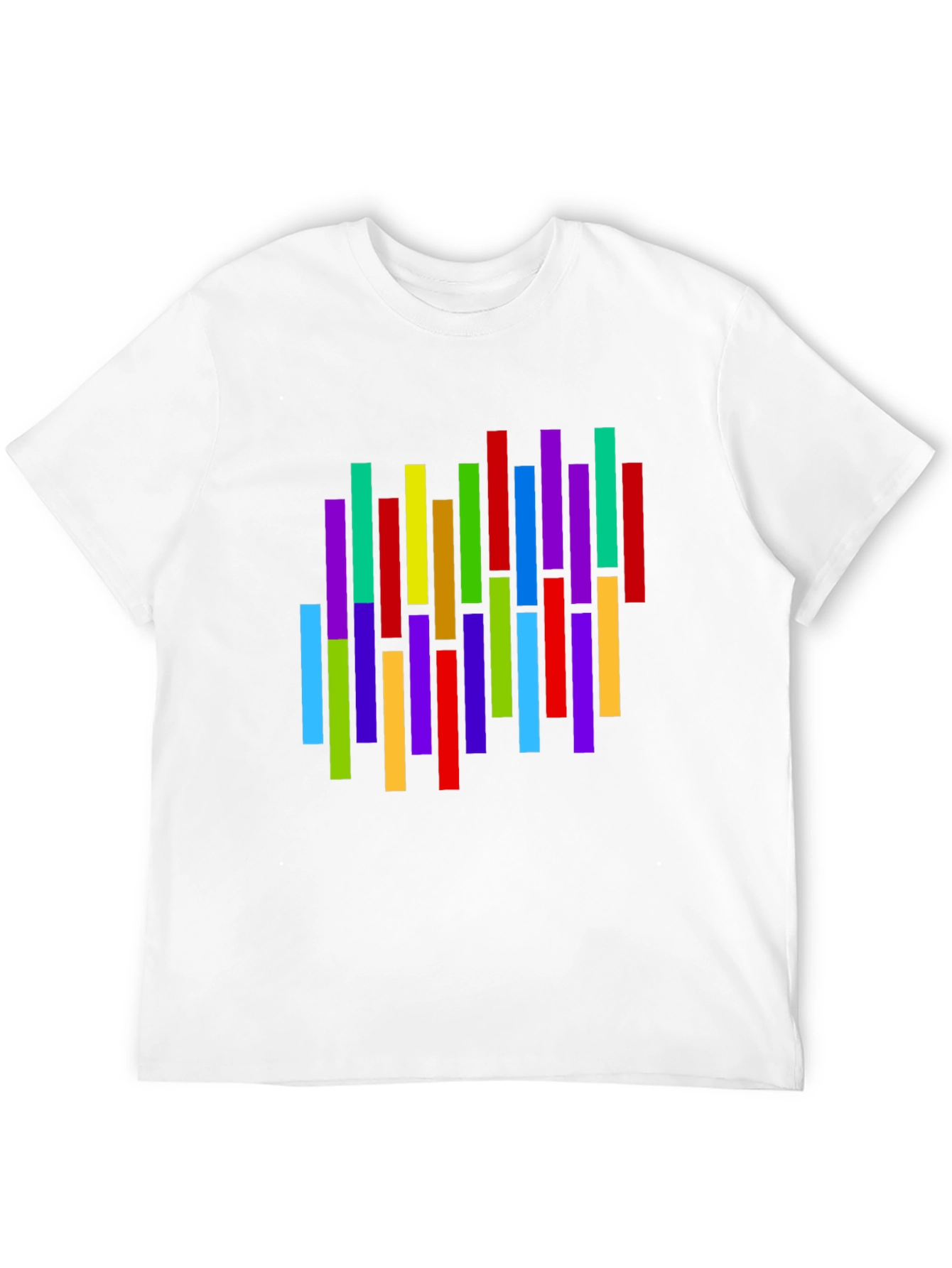 Black Colorful Vertical Stripes Graphic T-Shirt view 12
