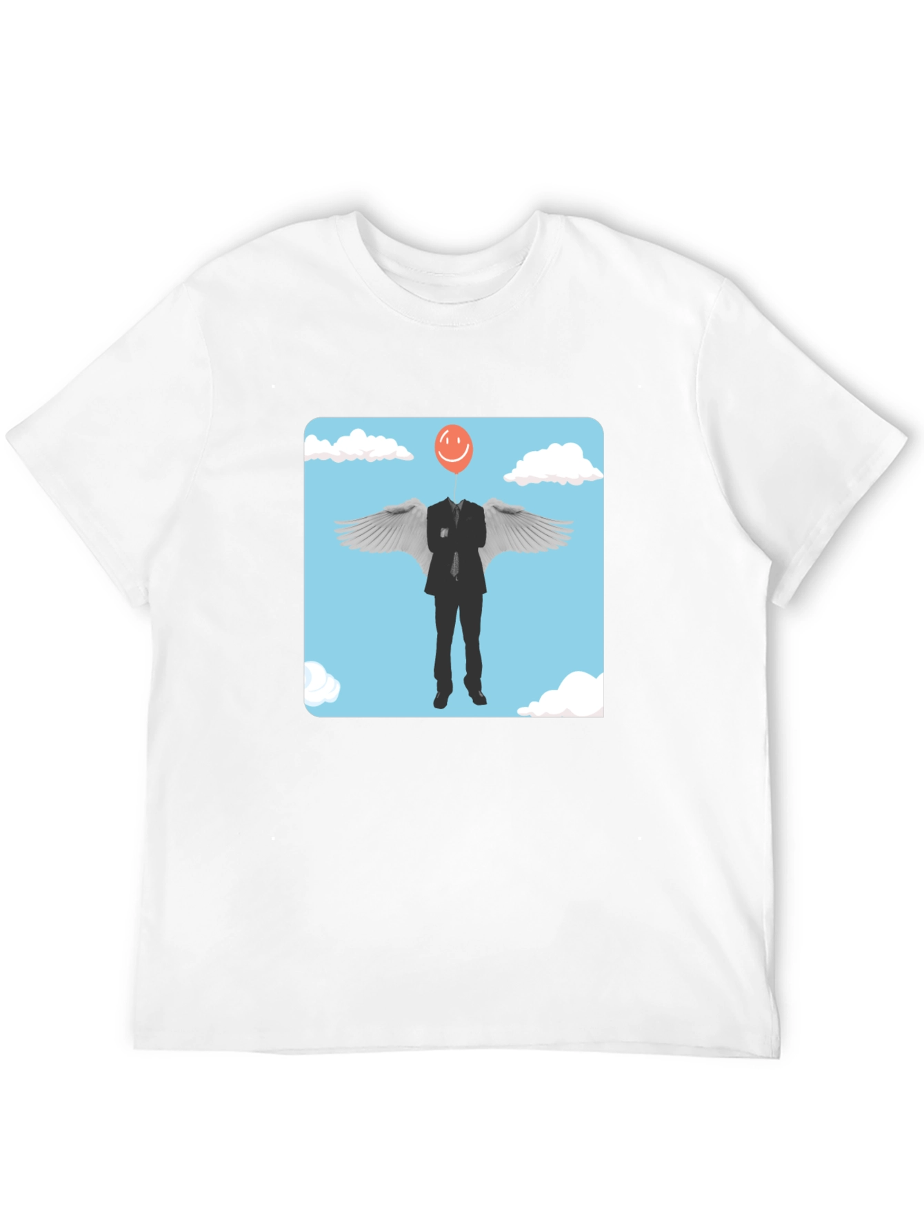 Black Smiling Balloon Angel Graphic Tee view 12