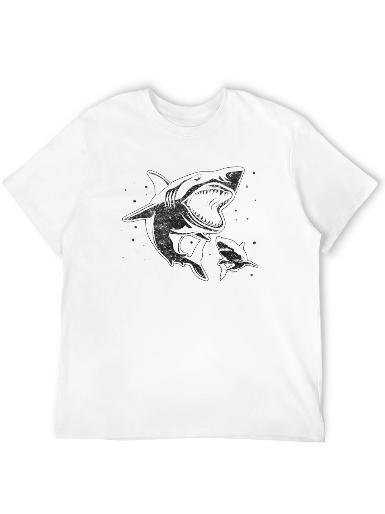 Black Shark Graphic Tee - Black Cotton Casual Shirt view 12