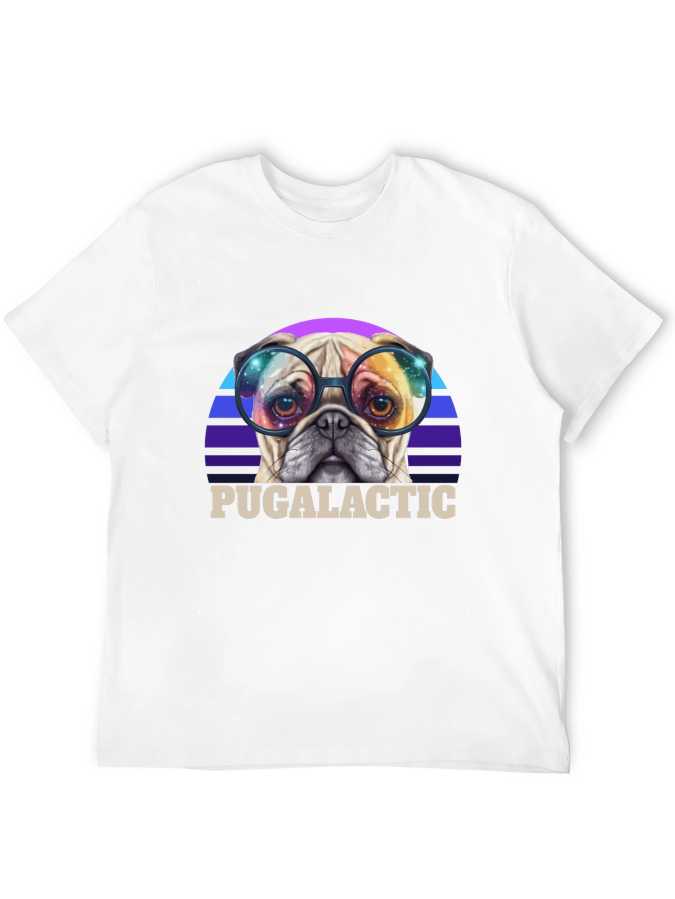 Black Puggalactic T-Shirt: Galactic Pug in Glasses view 12